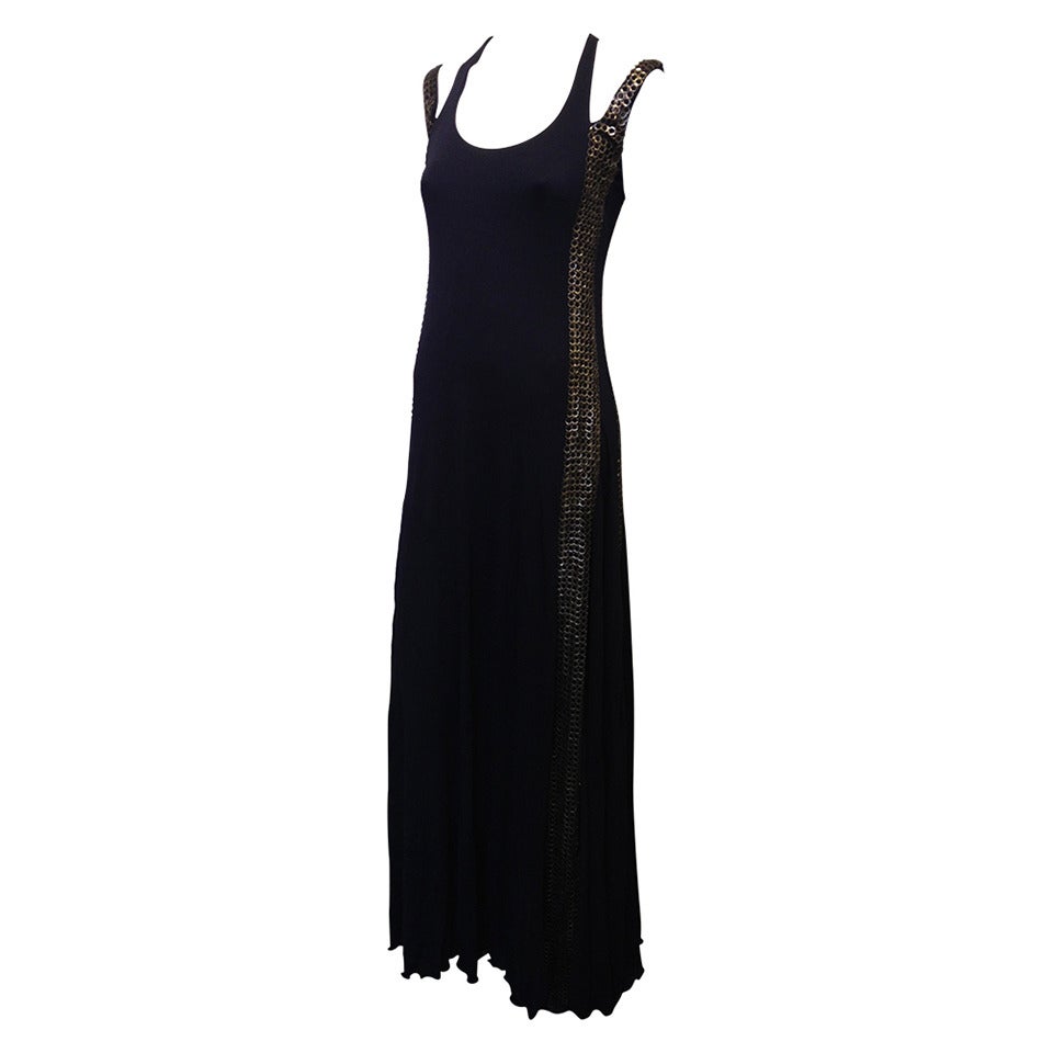 Roberto Cavalli Navy Gown with Silver Rings