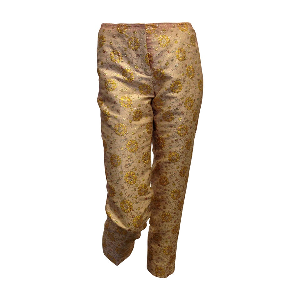Prada Blush and Gold Brocade Pant