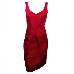 Oscar de la Renta Red Silk Twill Dress