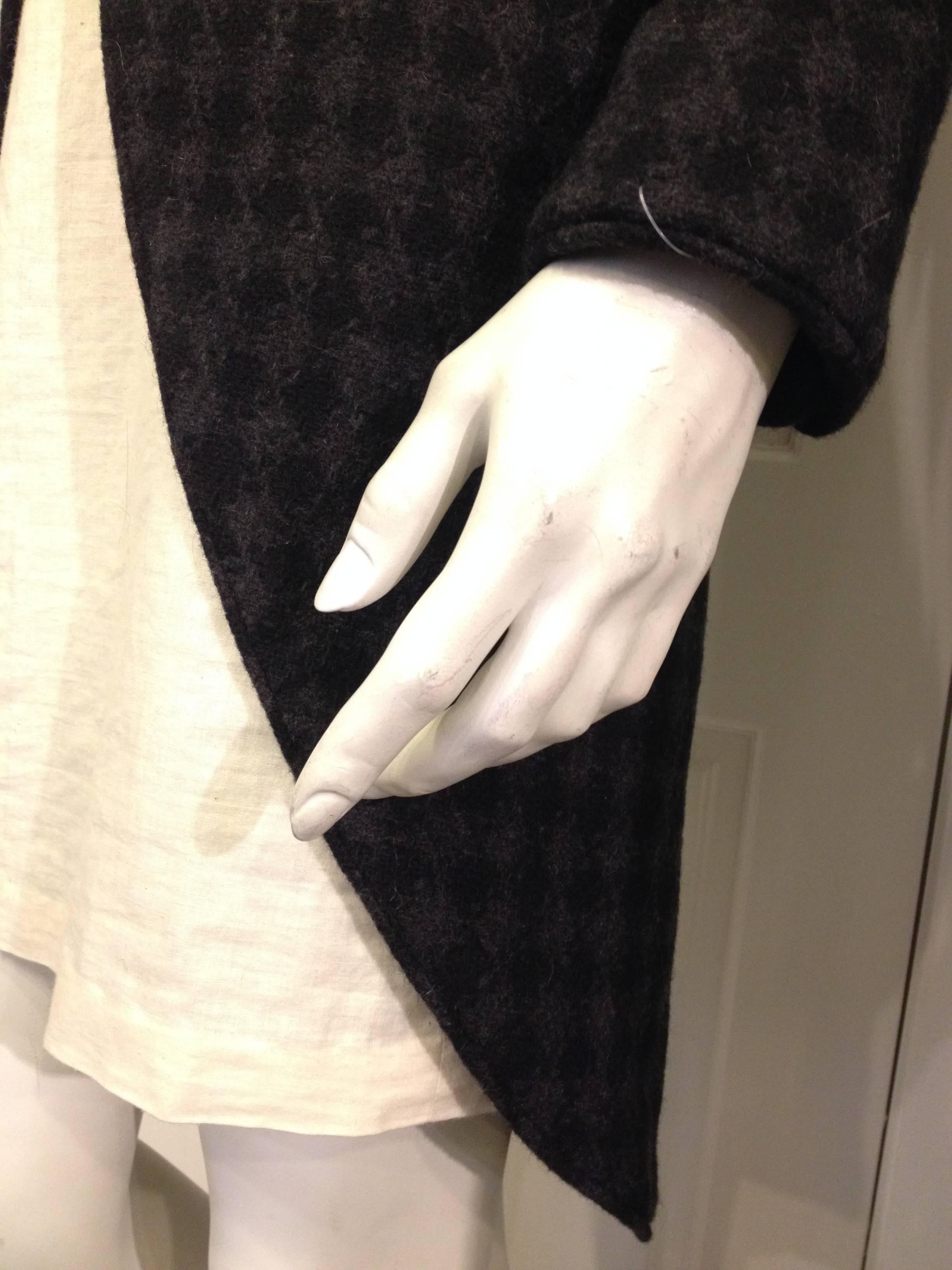 Chanel Charcoal Grey Houndstooth Coat In Excellent Condition In San Francisco, CA