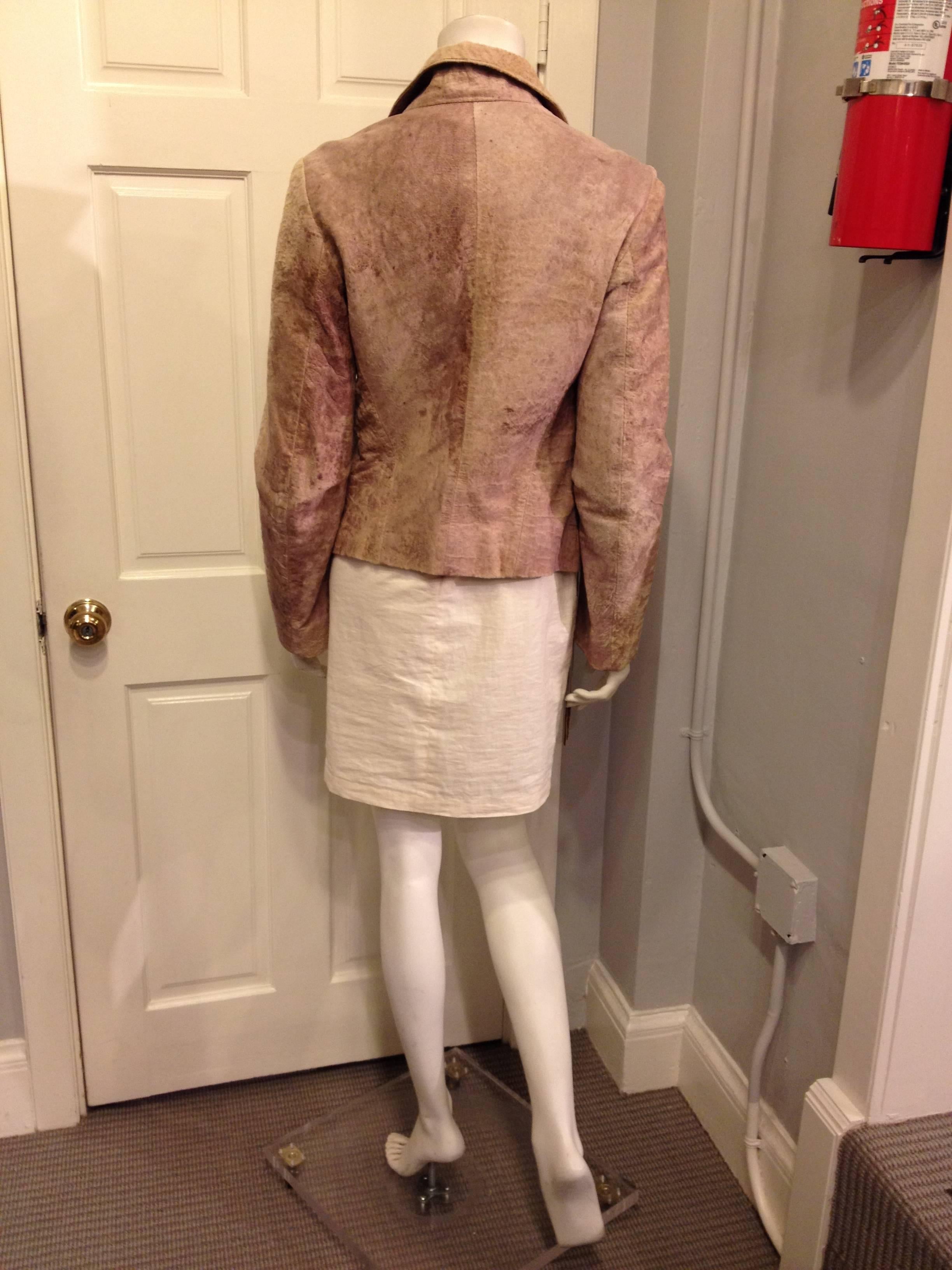 Ann Demeulemeester Brown Distressed Leather Jacket In Excellent Condition For Sale In San Francisco, CA