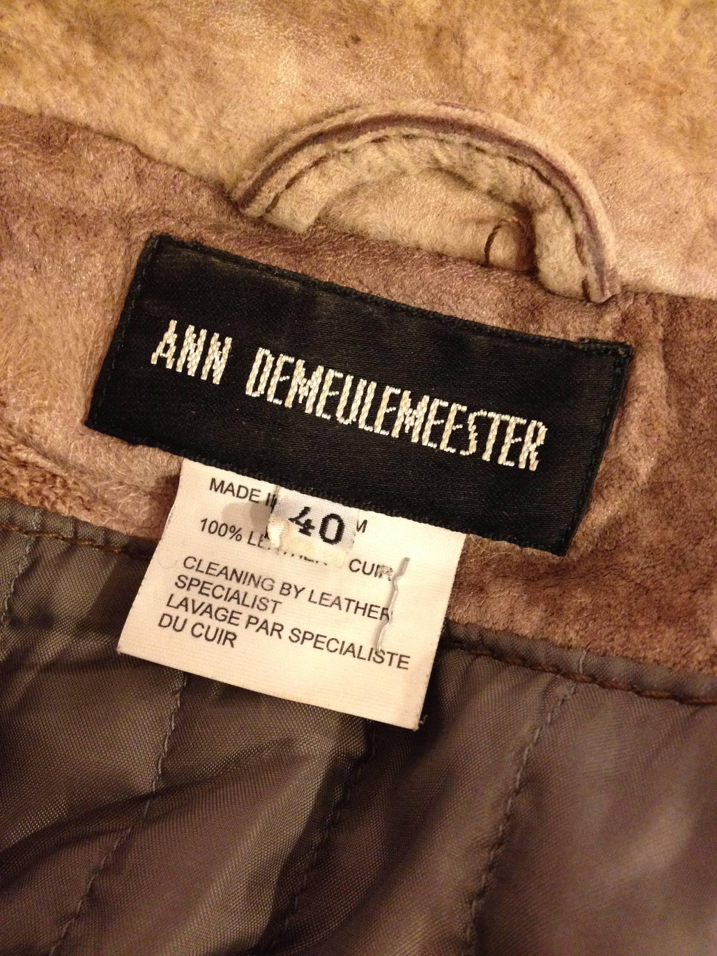 Ann Demeulemeester Brown Distressed Leather Jacket For Sale 6