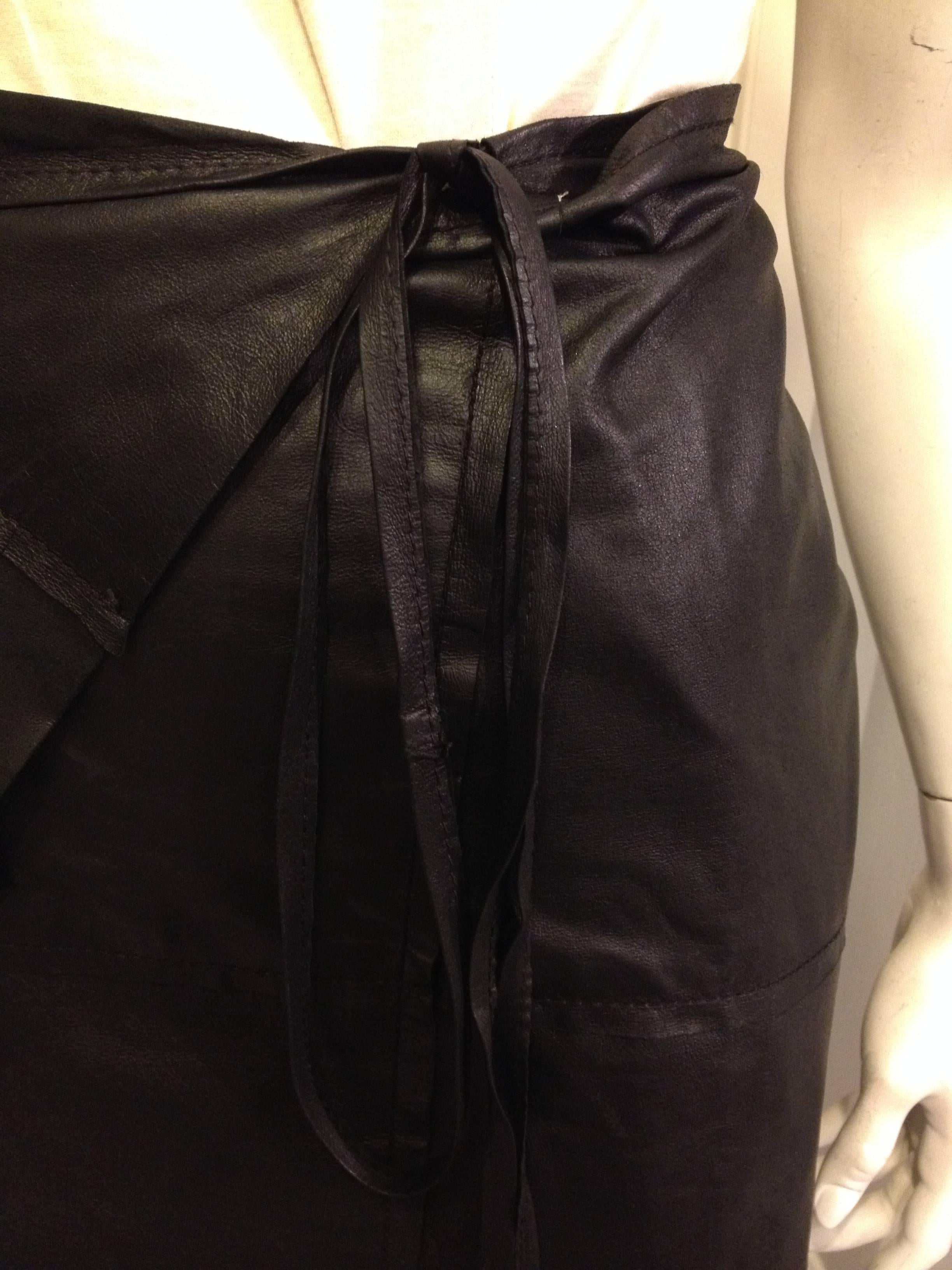 Ann Demeulemeester Black Leather Wrap Skirt 1