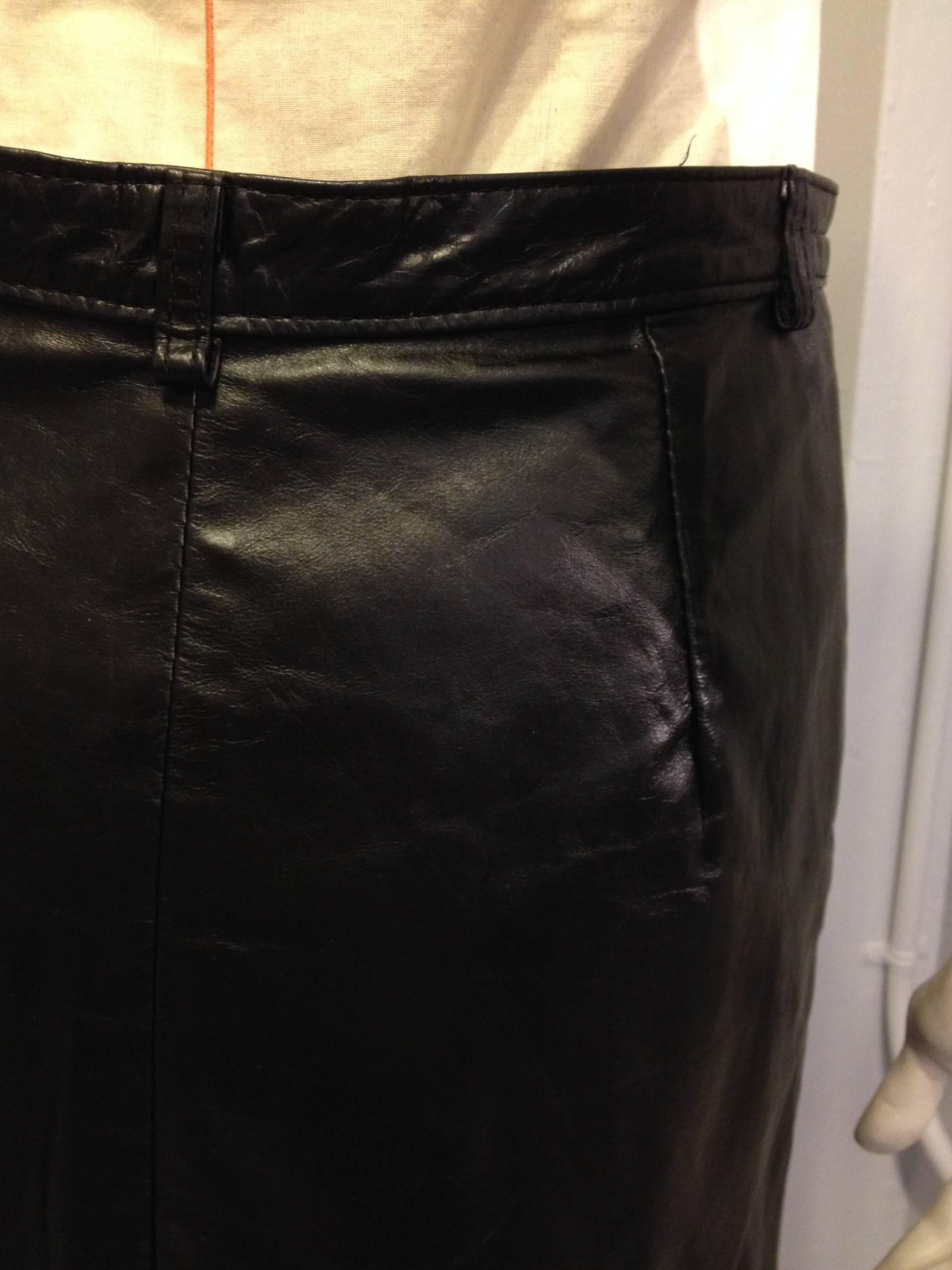 Ann Demeulemeester Black Leather Slit Skirt 2