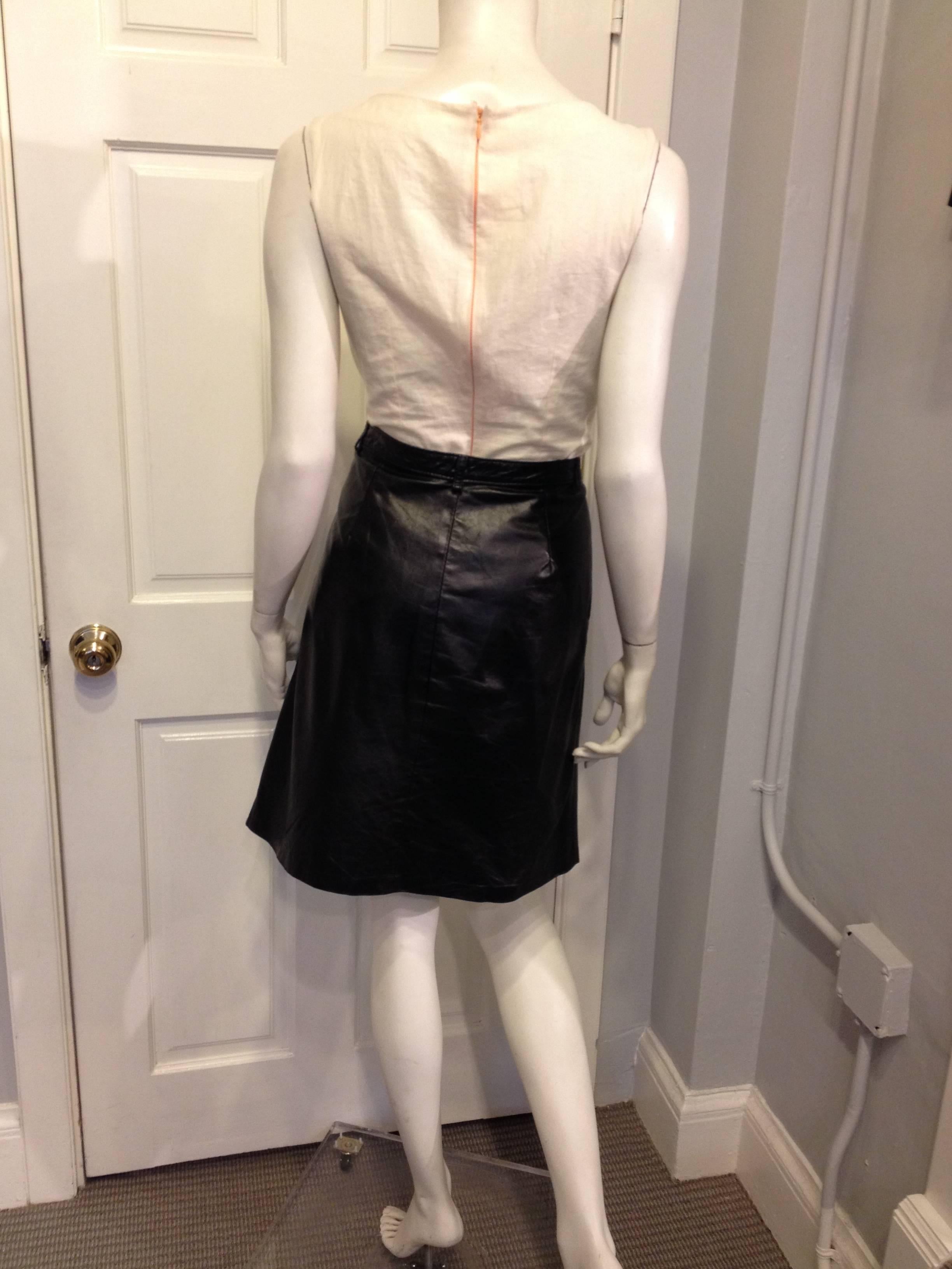 Ann Demeulemeester Black Leather Slit Skirt In Excellent Condition In San Francisco, CA