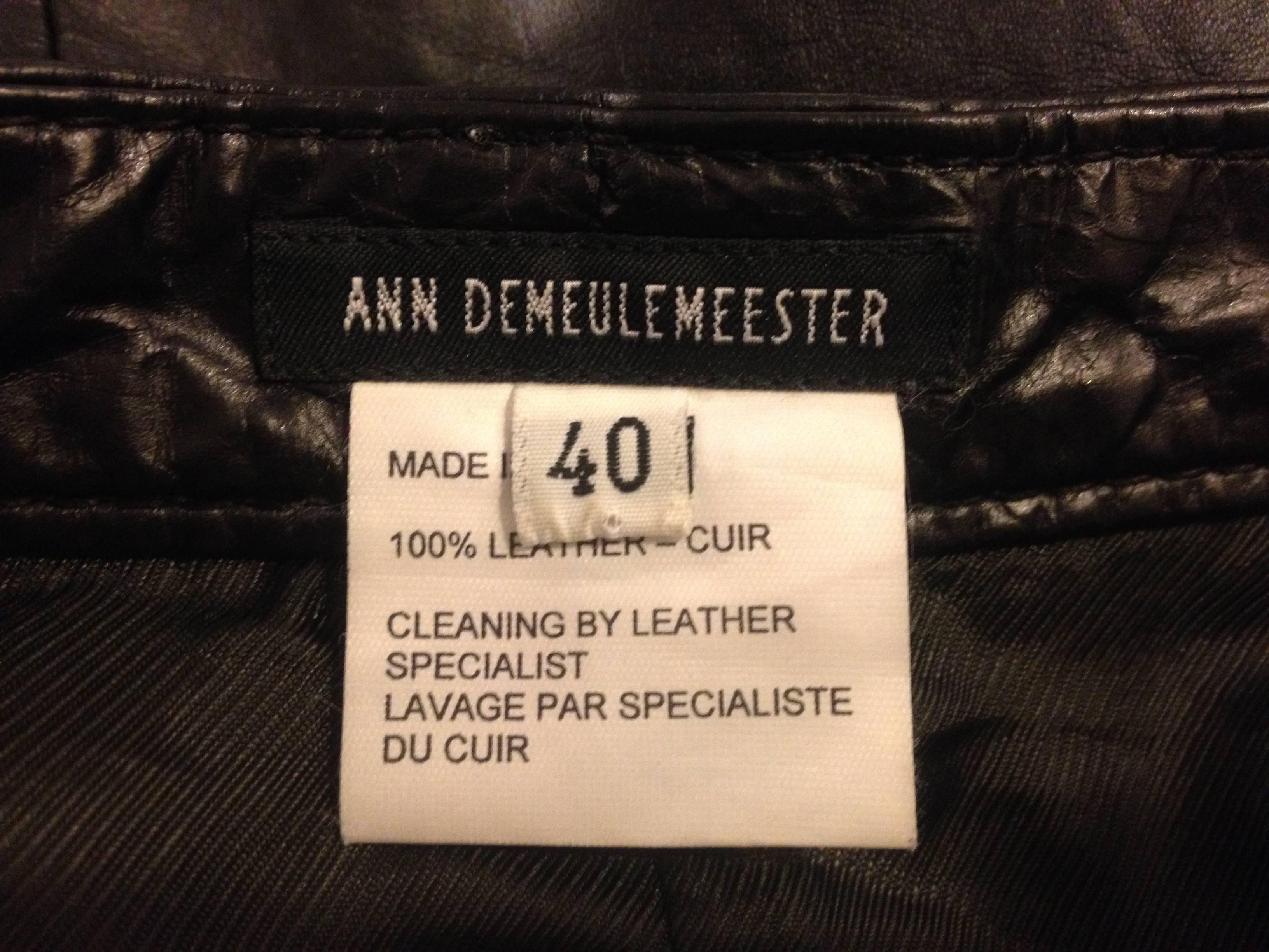 Ann Demeulemeester Black Leather Slit Skirt 4