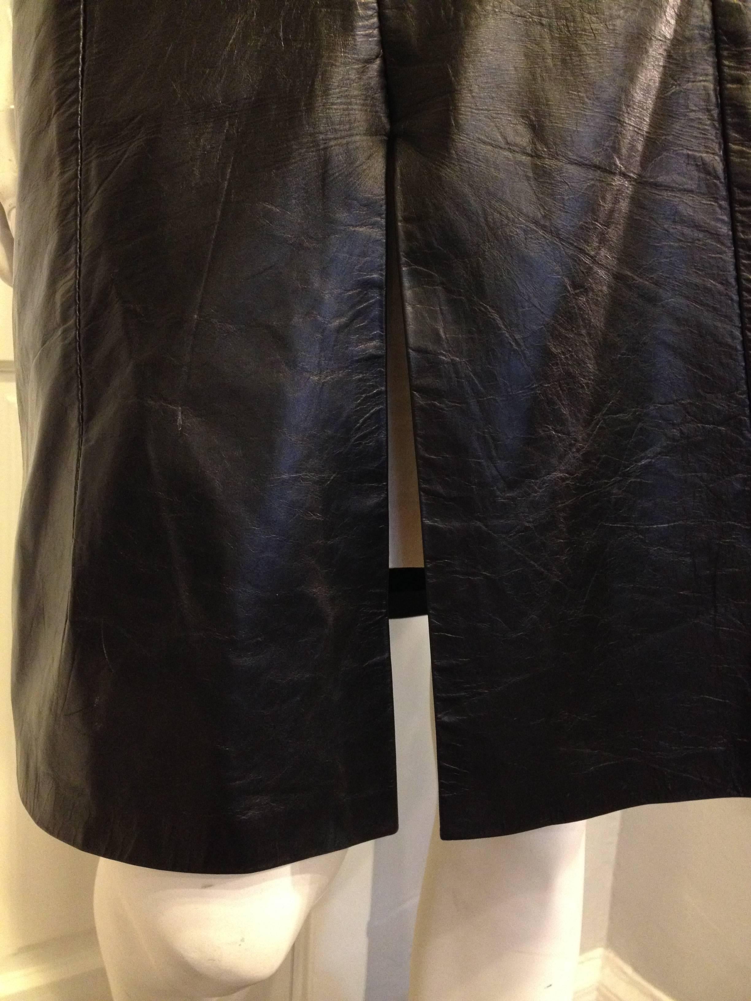 Ann Demeulemeester Black Leather Slit Skirt 1