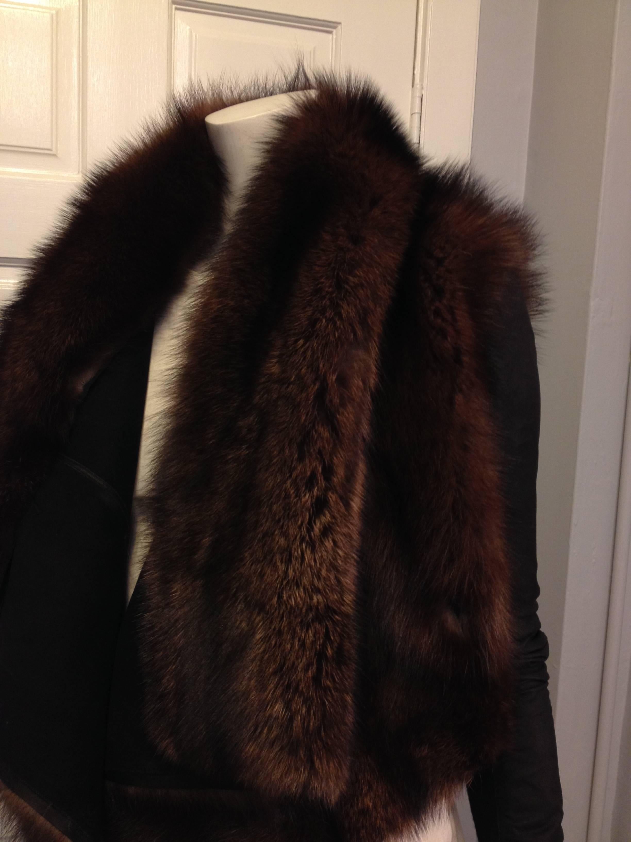 Rick Owens Brown Fishercat Fur Wrap Jacket In Excellent Condition In San Francisco, CA