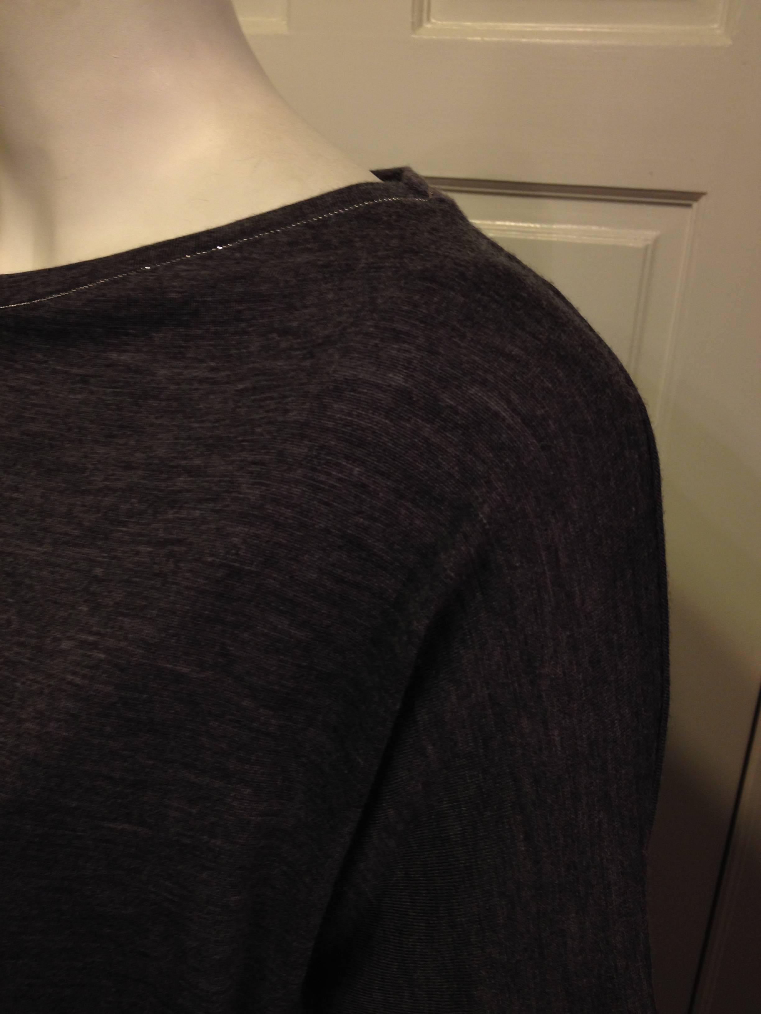 Brunello Cucinelli Charcoal Grey Knit Dress In Excellent Condition In San Francisco, CA