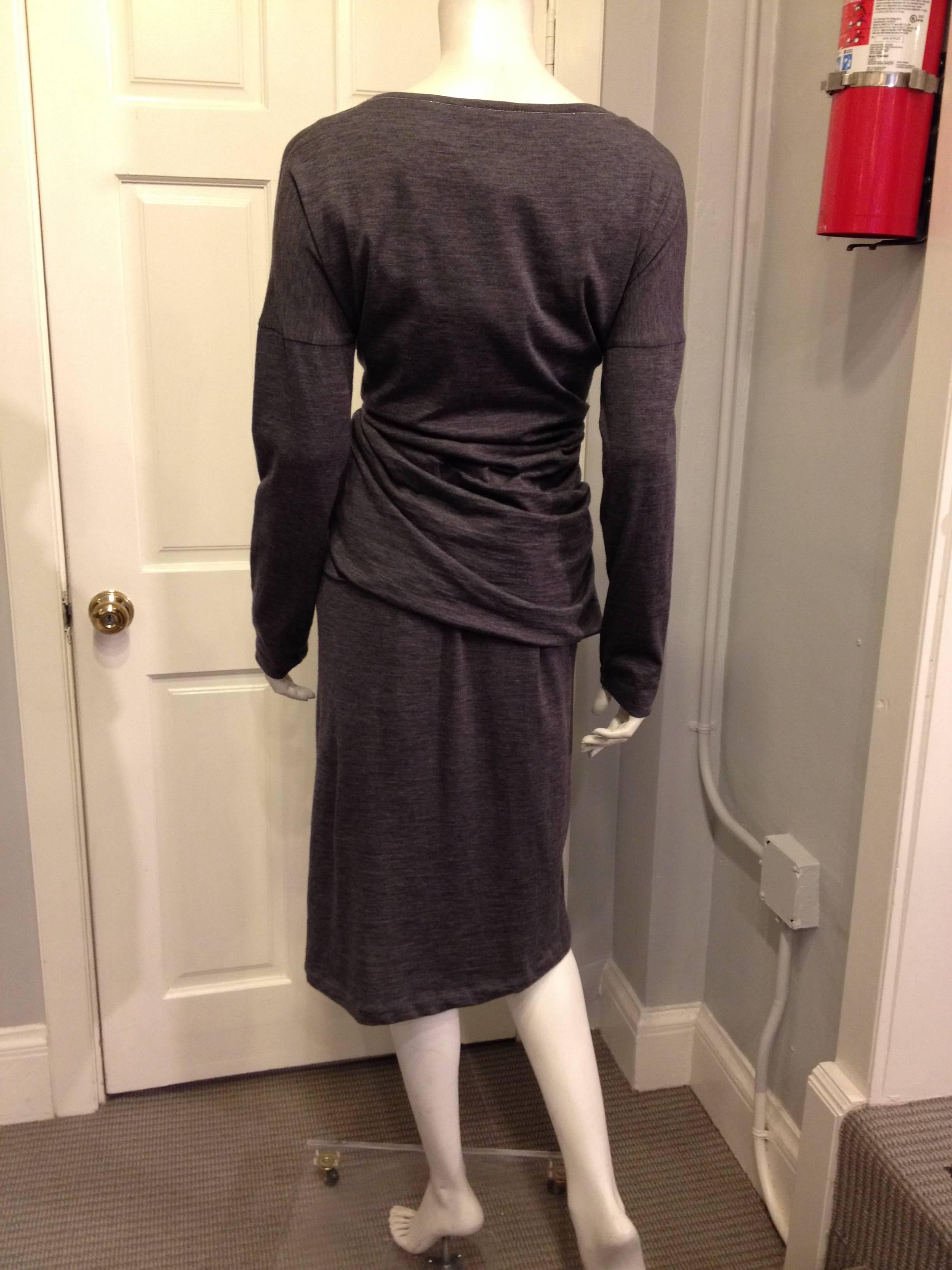 Black Brunello Cucinelli Charcoal Grey Knit Dress