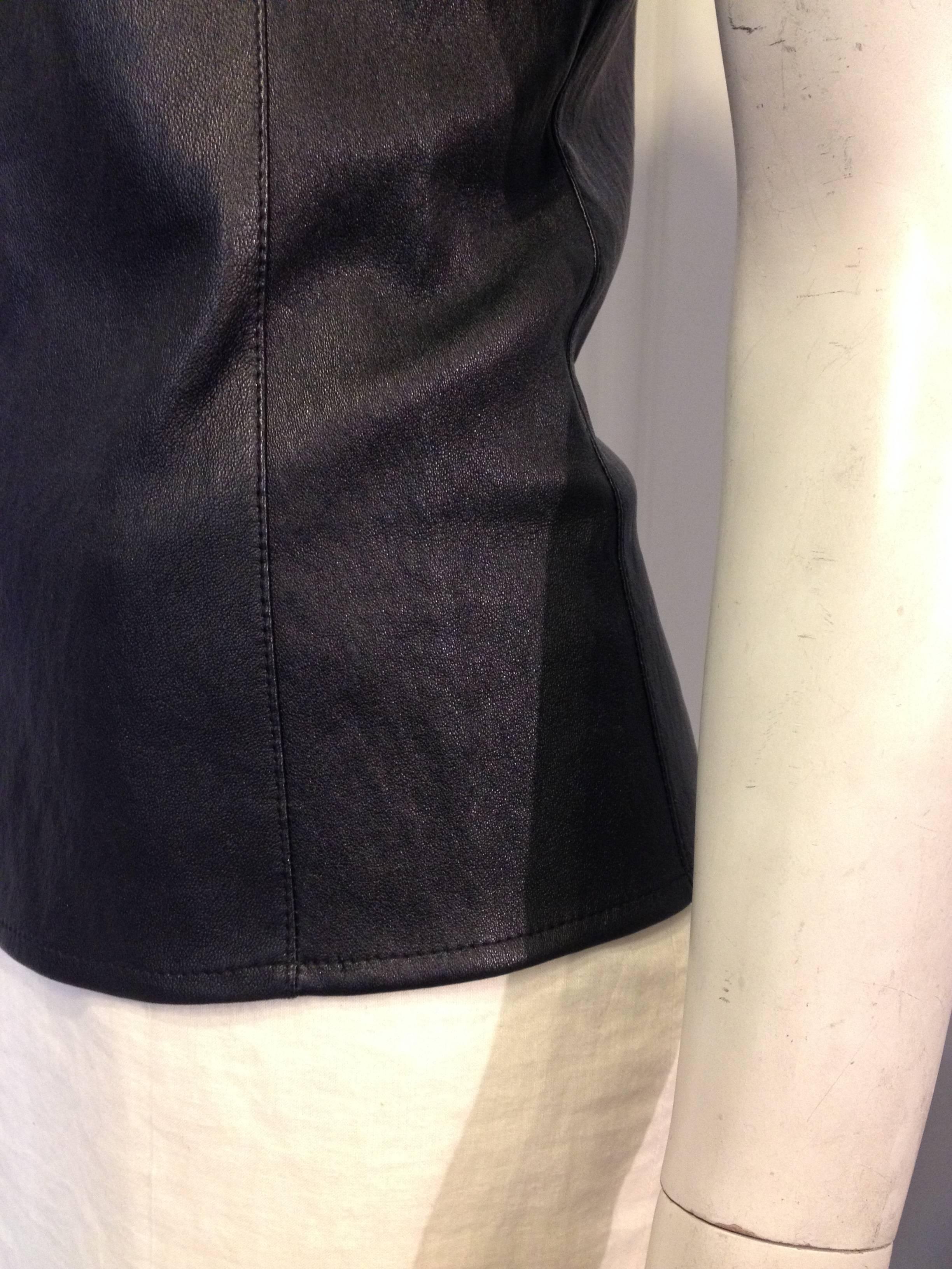 Celine Black Leather T-Shirt In Excellent Condition In San Francisco, CA