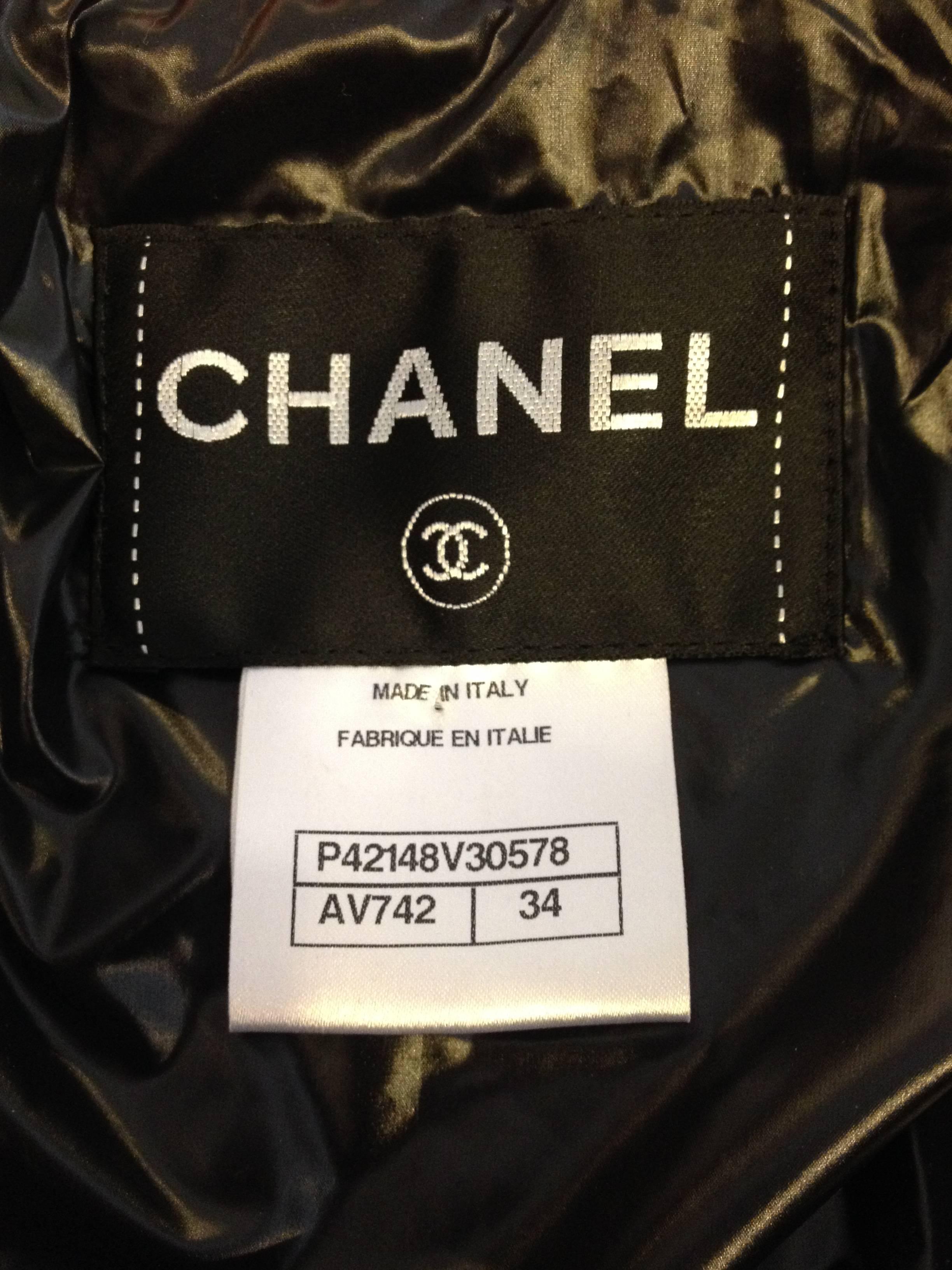 Chanel Red Shiny Quilted Bomber Jacket For Sale 3