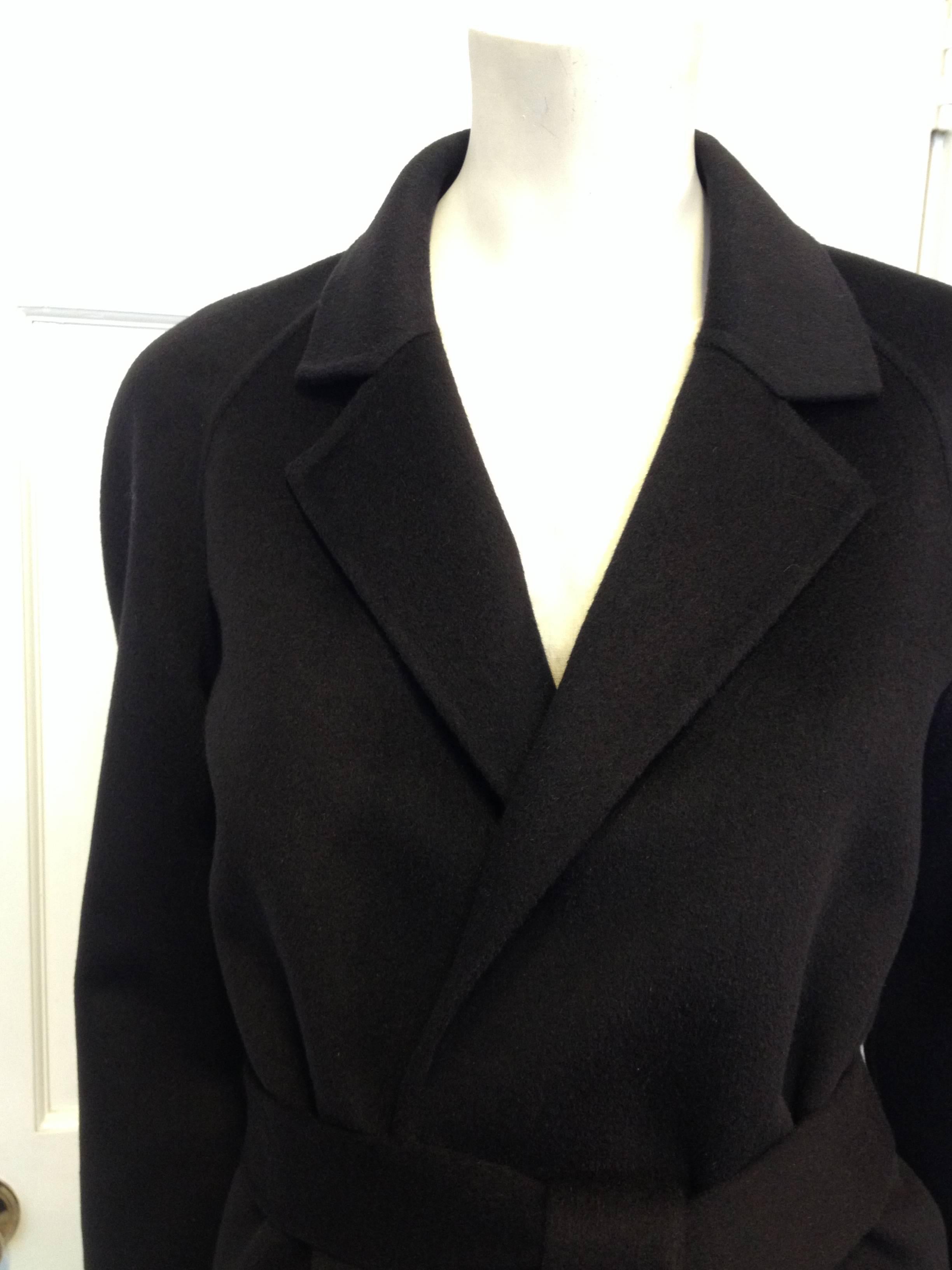 Women's Michael Kors Black Belted Wool Coat