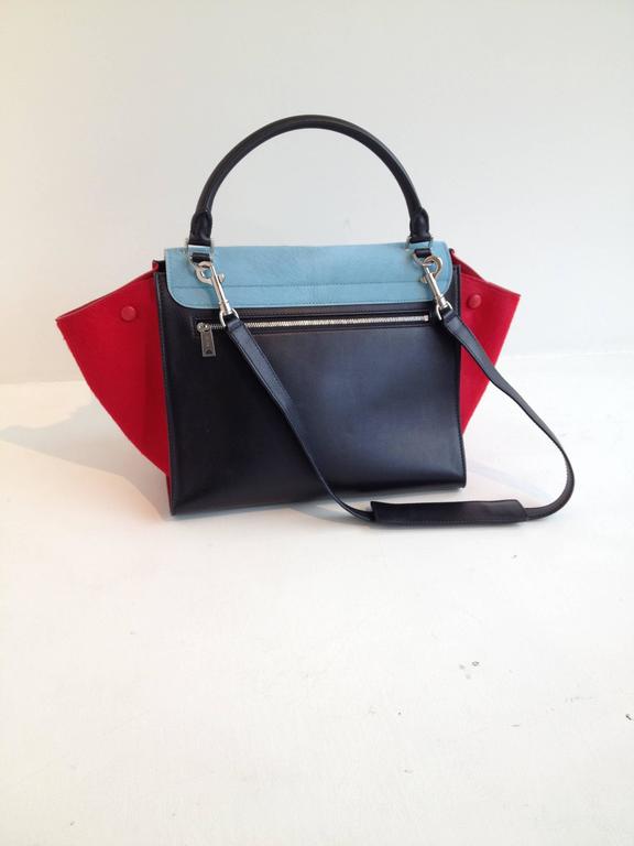 Celine Red and Sky Blue Pony Hair Trapeze Bag at 1stDibs celine