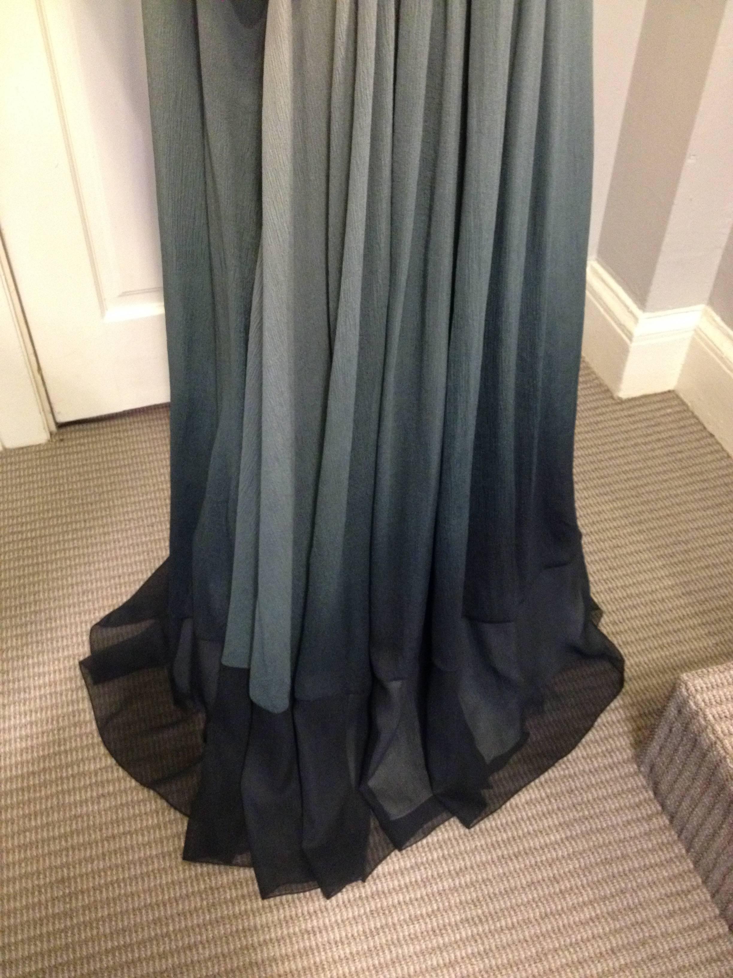 Burberry Sage and Green Ombre Chiffon Gown 4