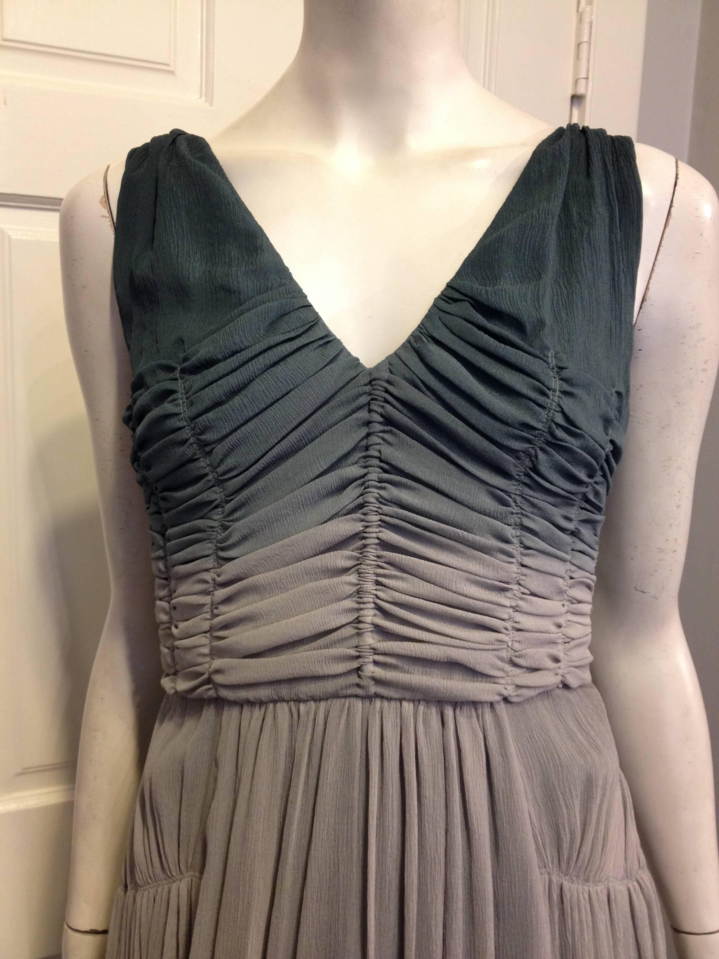 Women's Burberry Sage and Green Ombre Chiffon Gown