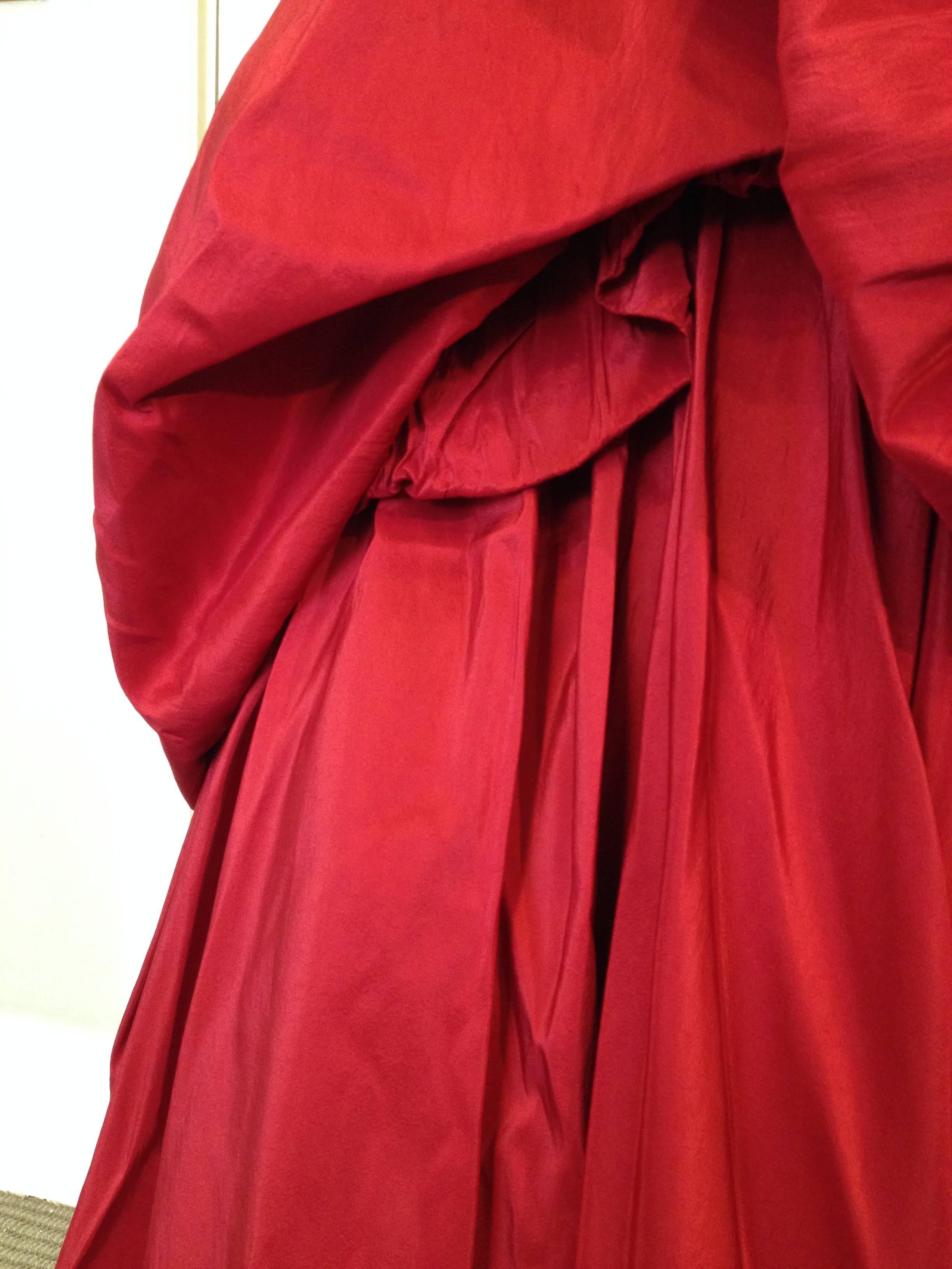 Monique Lhullier Red Silk Ball Gown 2