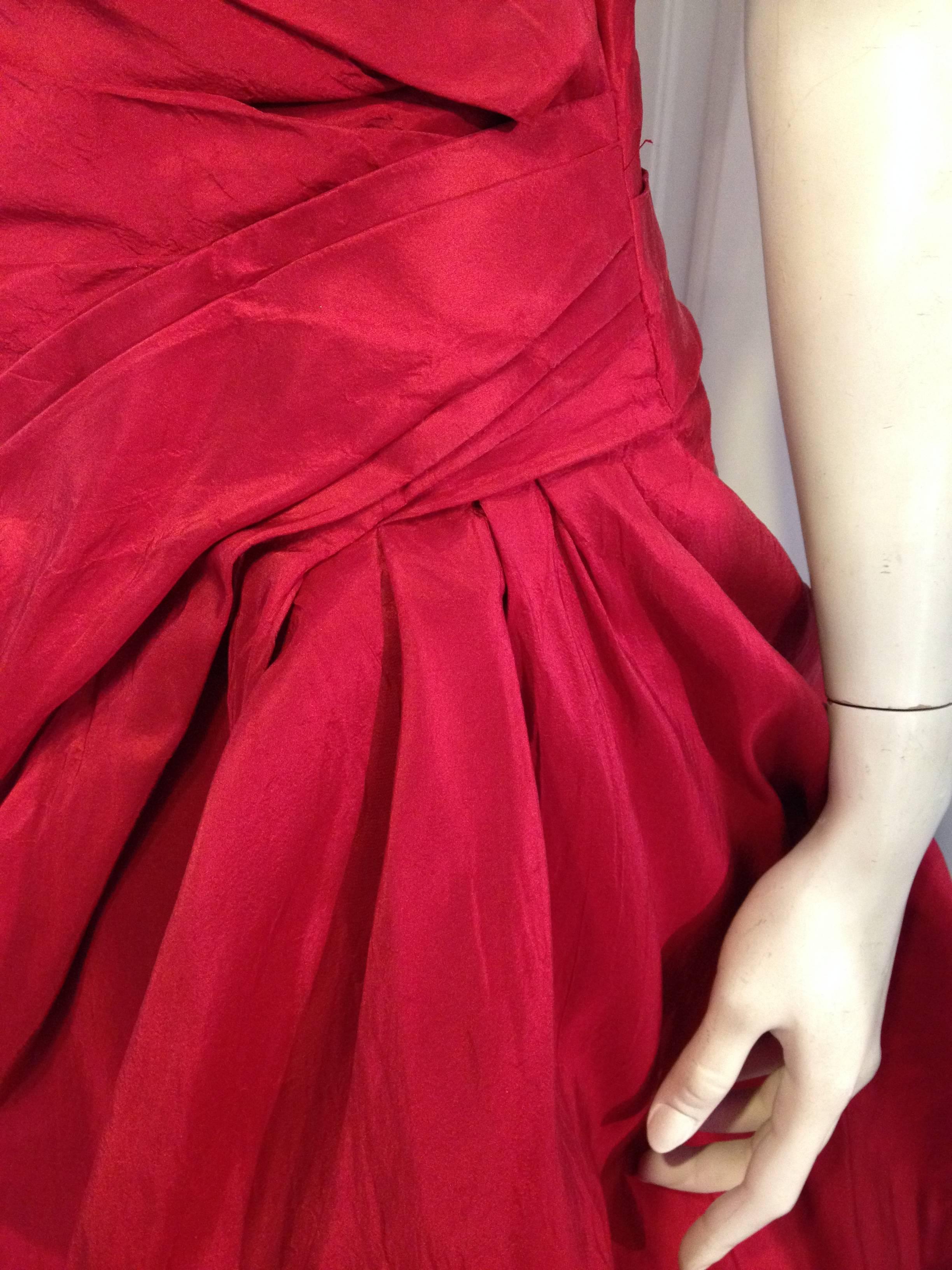 Monique Lhullier Red Silk Ball Gown 3
