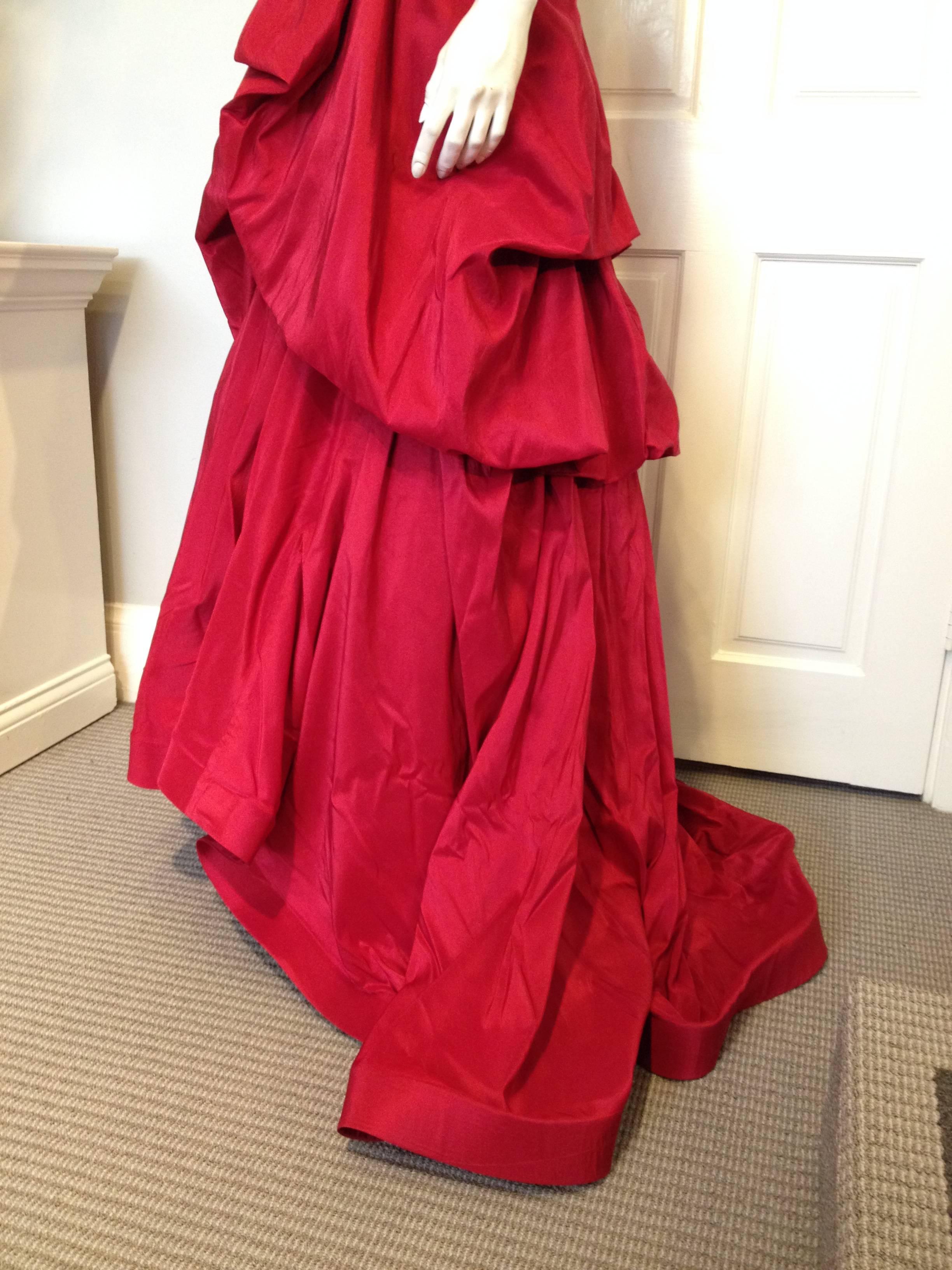 Monique Lhullier Red Silk Ball Gown 4