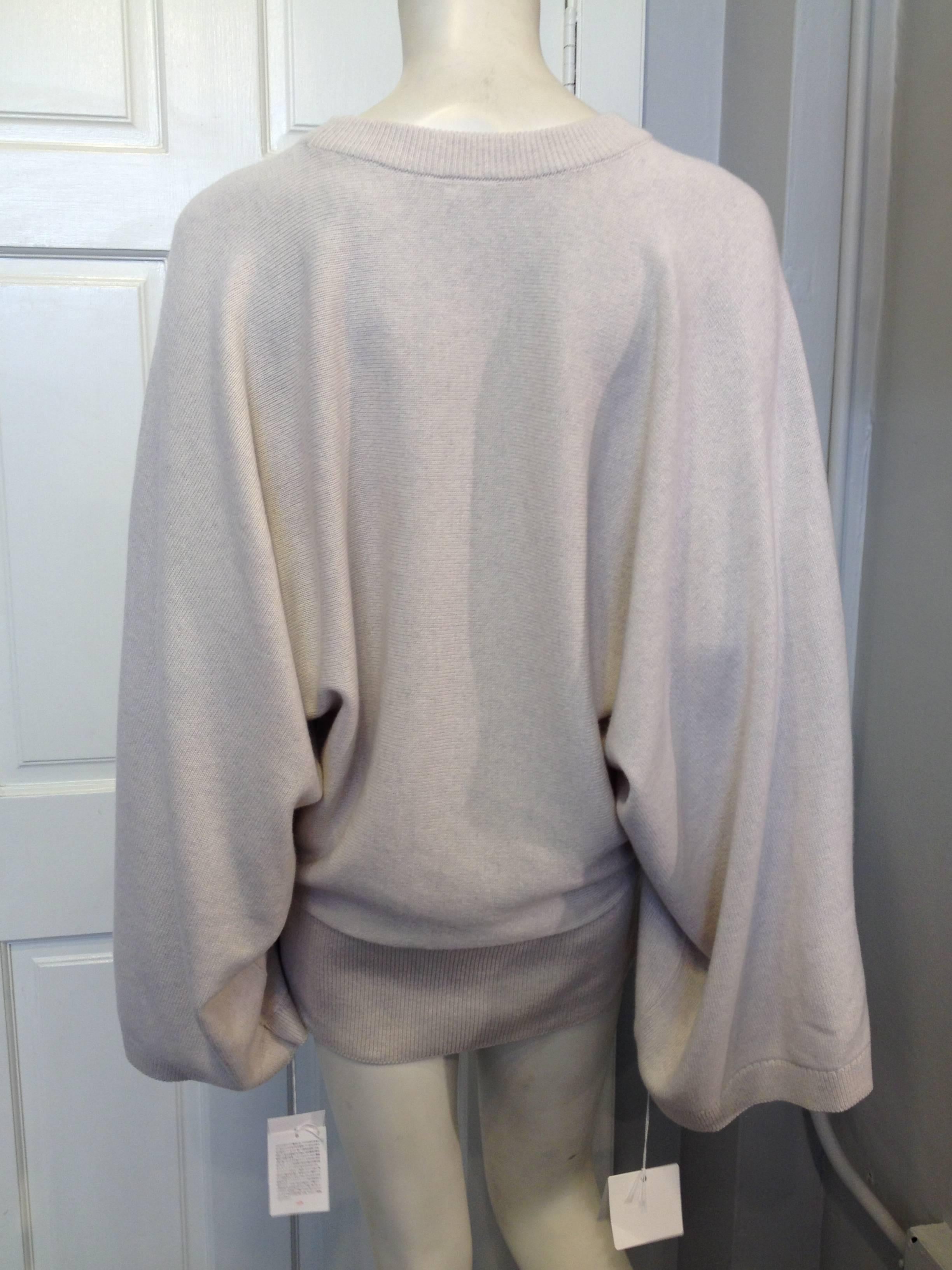 Gray Hermes Cream Knit Batwing Tunic Top For Sale