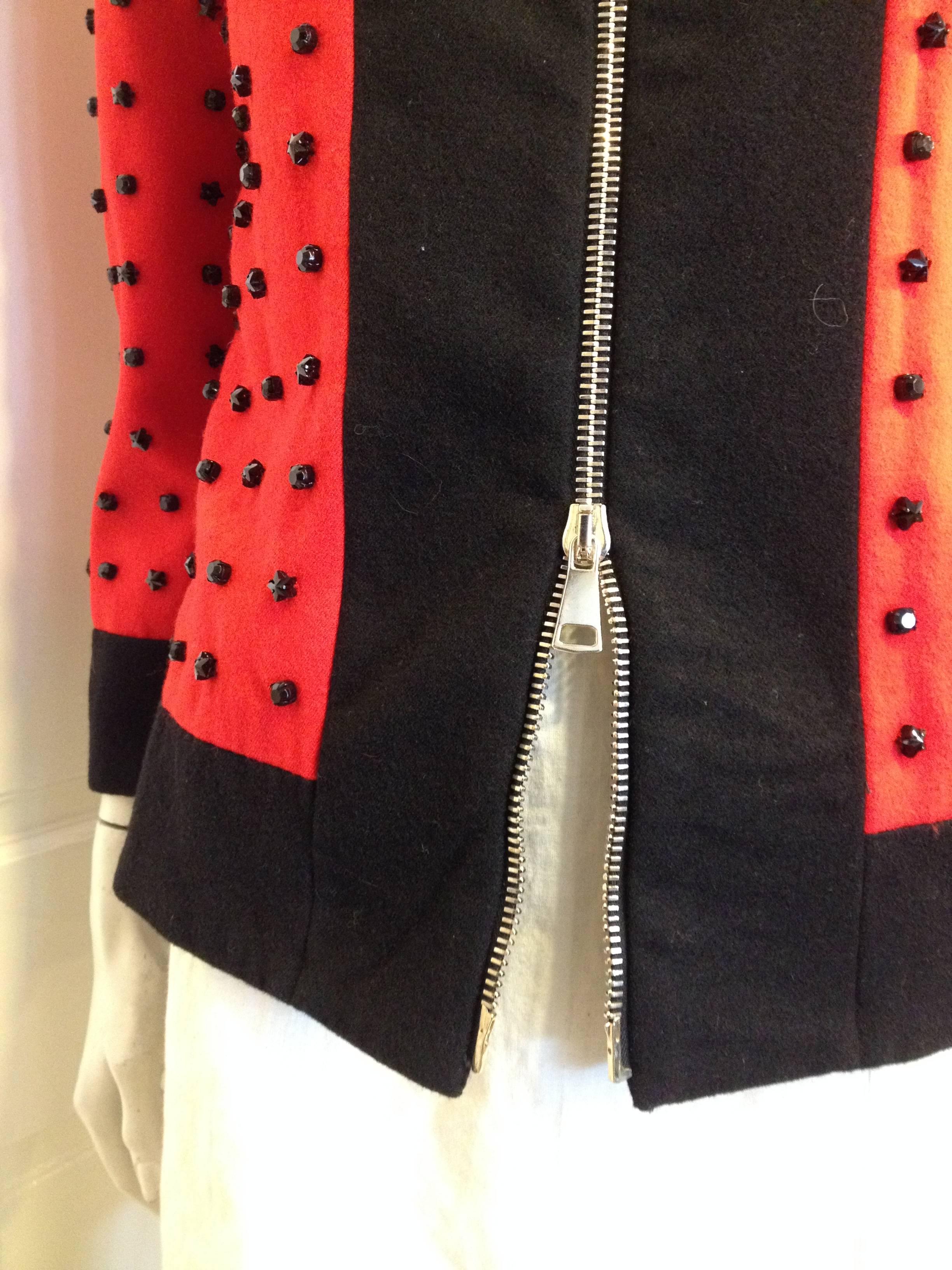 Givenchy Red Runway Jacket Black Star Embellishment Fall-Winter 2012-2013 Sz 38 For Sale 3