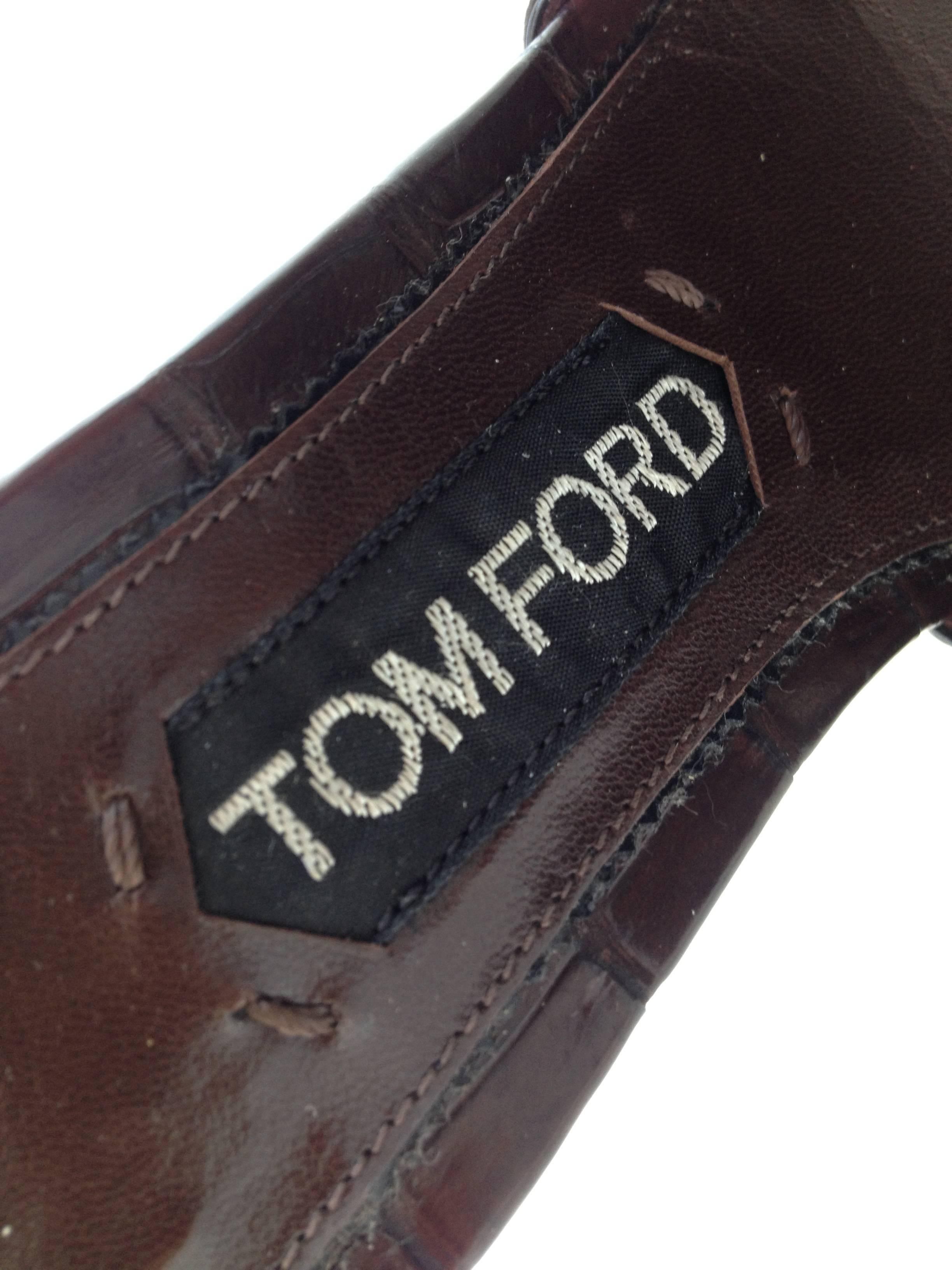 Tom Ford Brown Crocodile Wedges For Sale 1