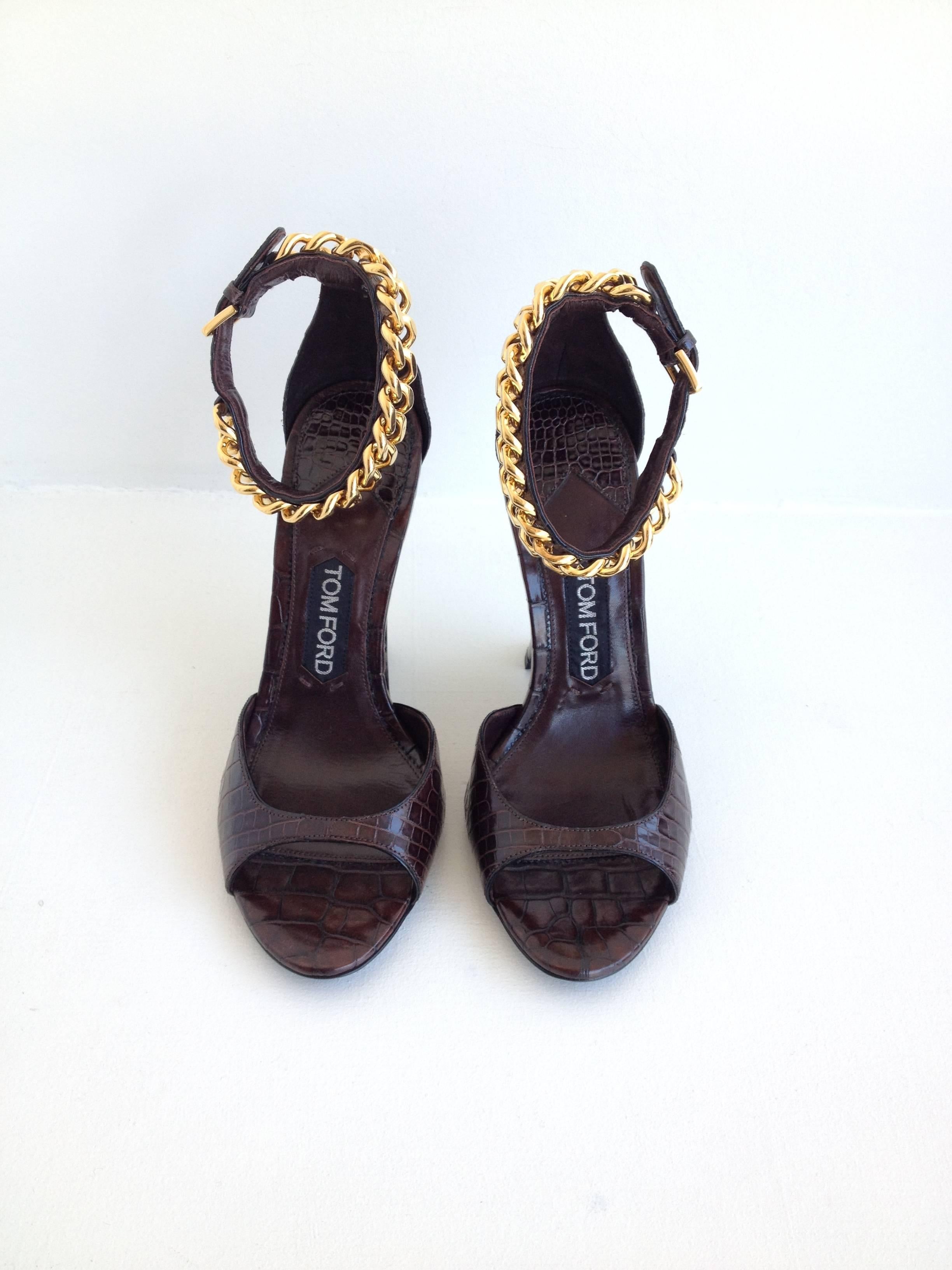 Tom Ford Brown Crocodile Wedges For Sale at 1stDibs | tom ford wedges ...