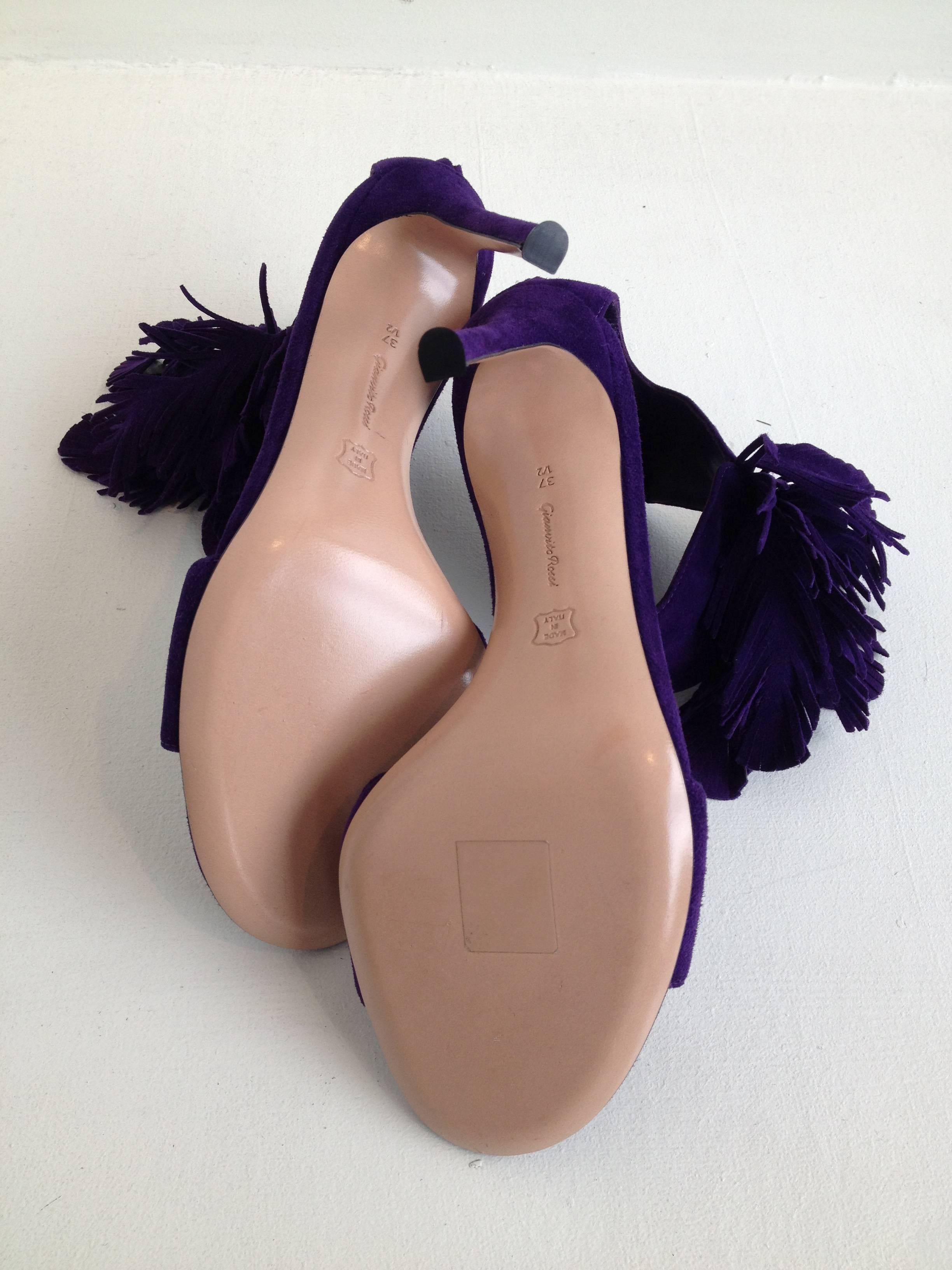 Gianvito Rossi Purple Suede Sandals 3