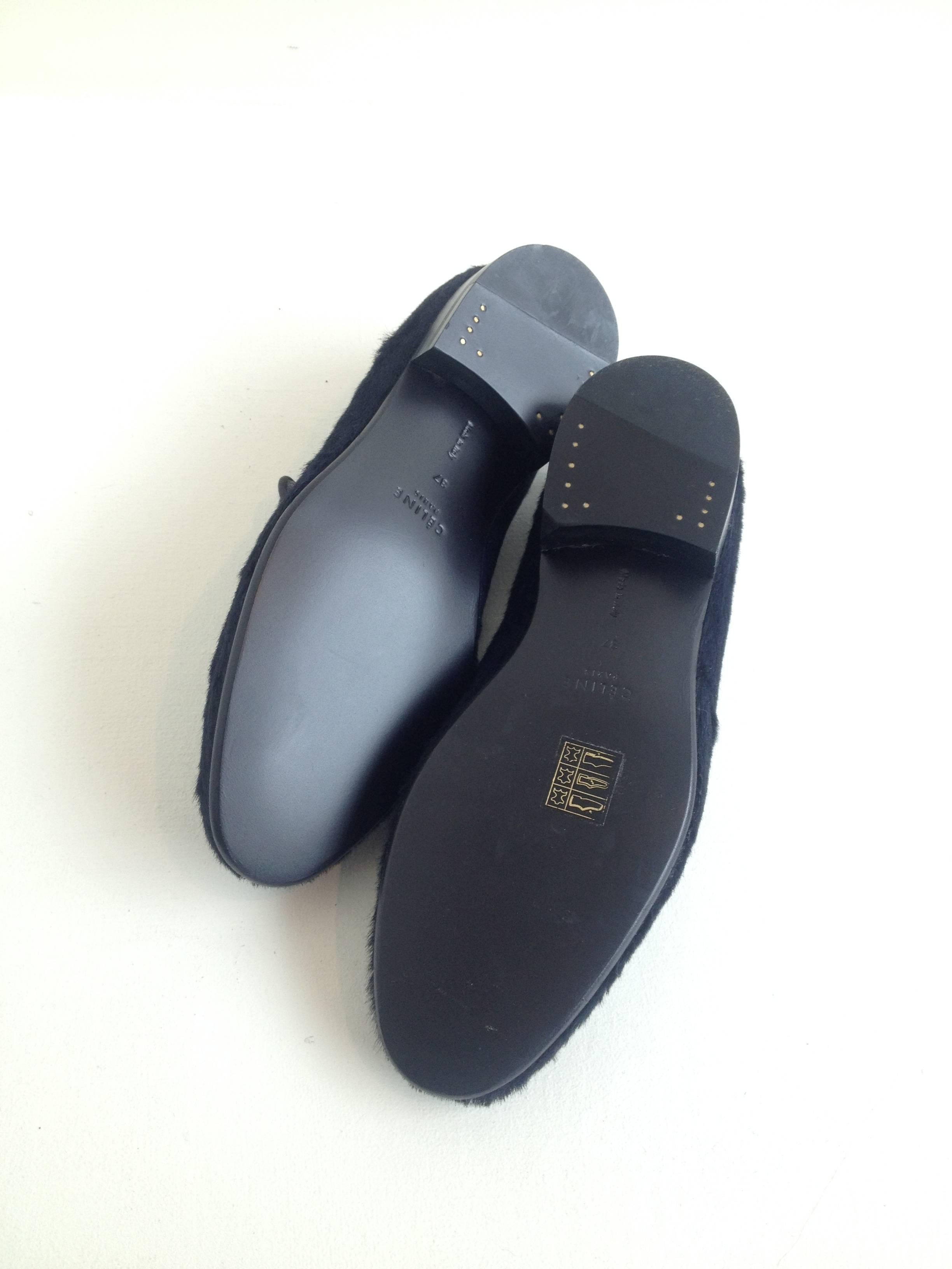 Celine Midnight Navy Ponyhair Slippers 2