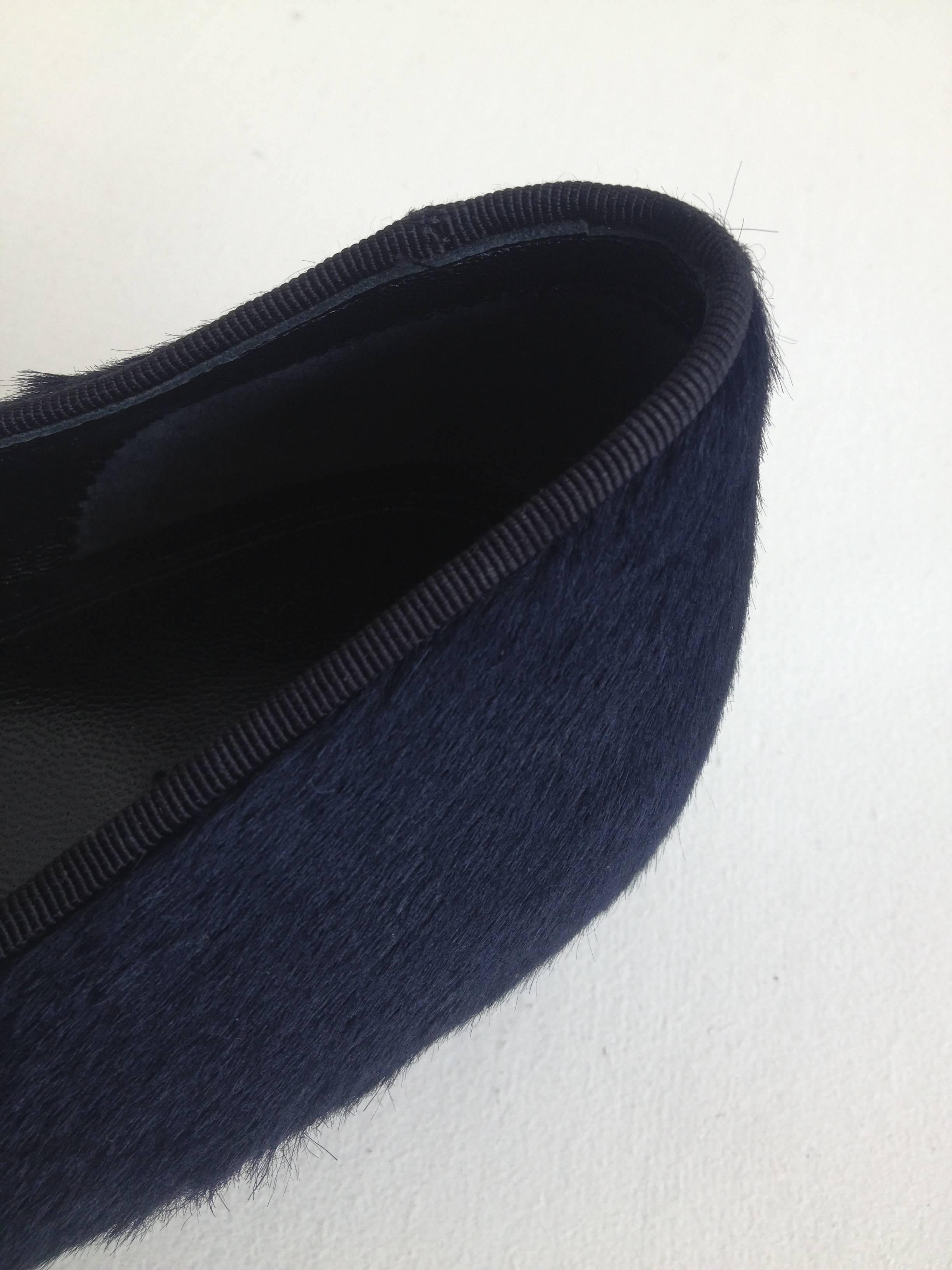 Celine Midnight Navy Ponyhair Slippers 1