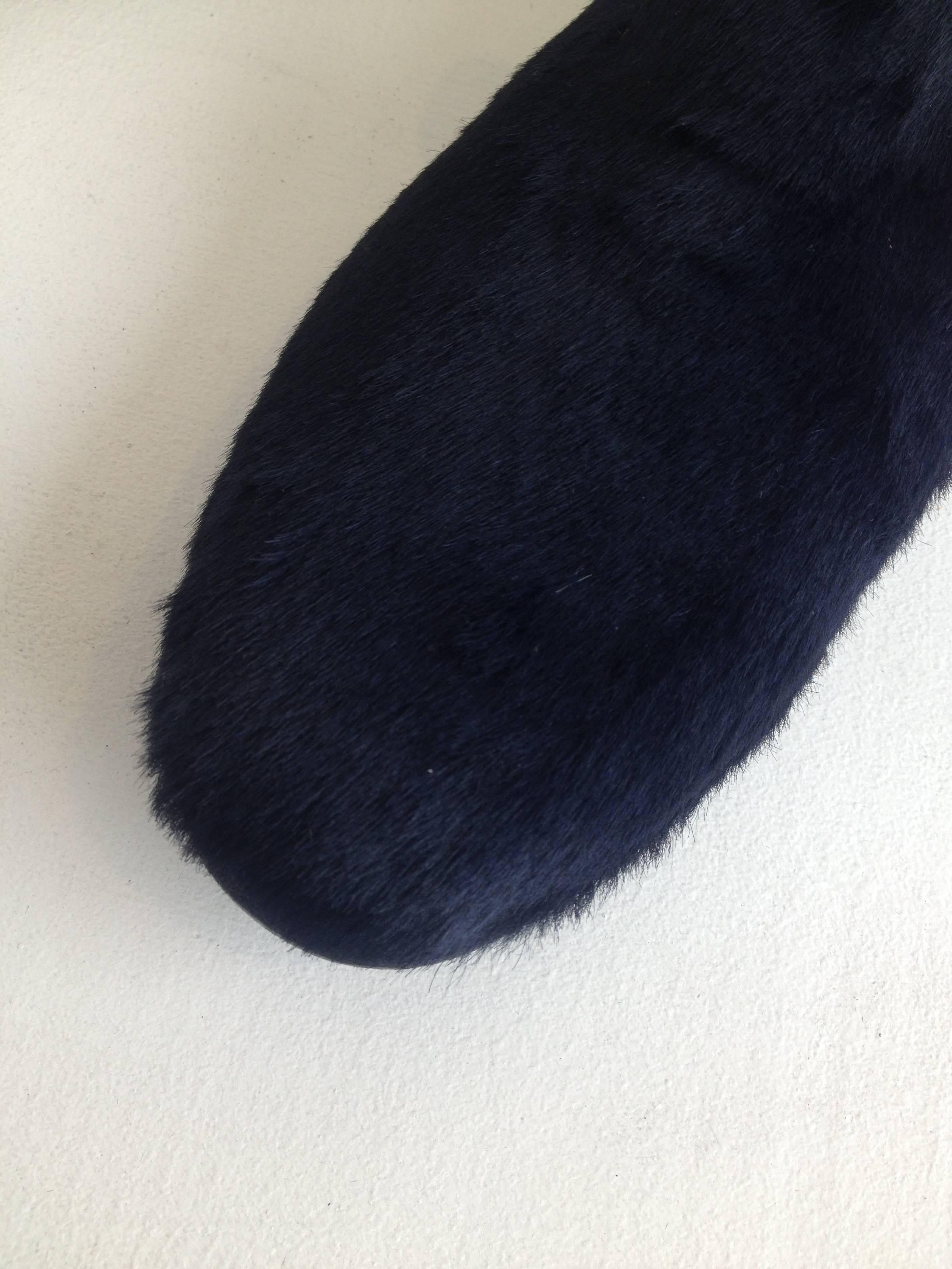 Women's Celine Midnight Navy Ponyhair Slippers