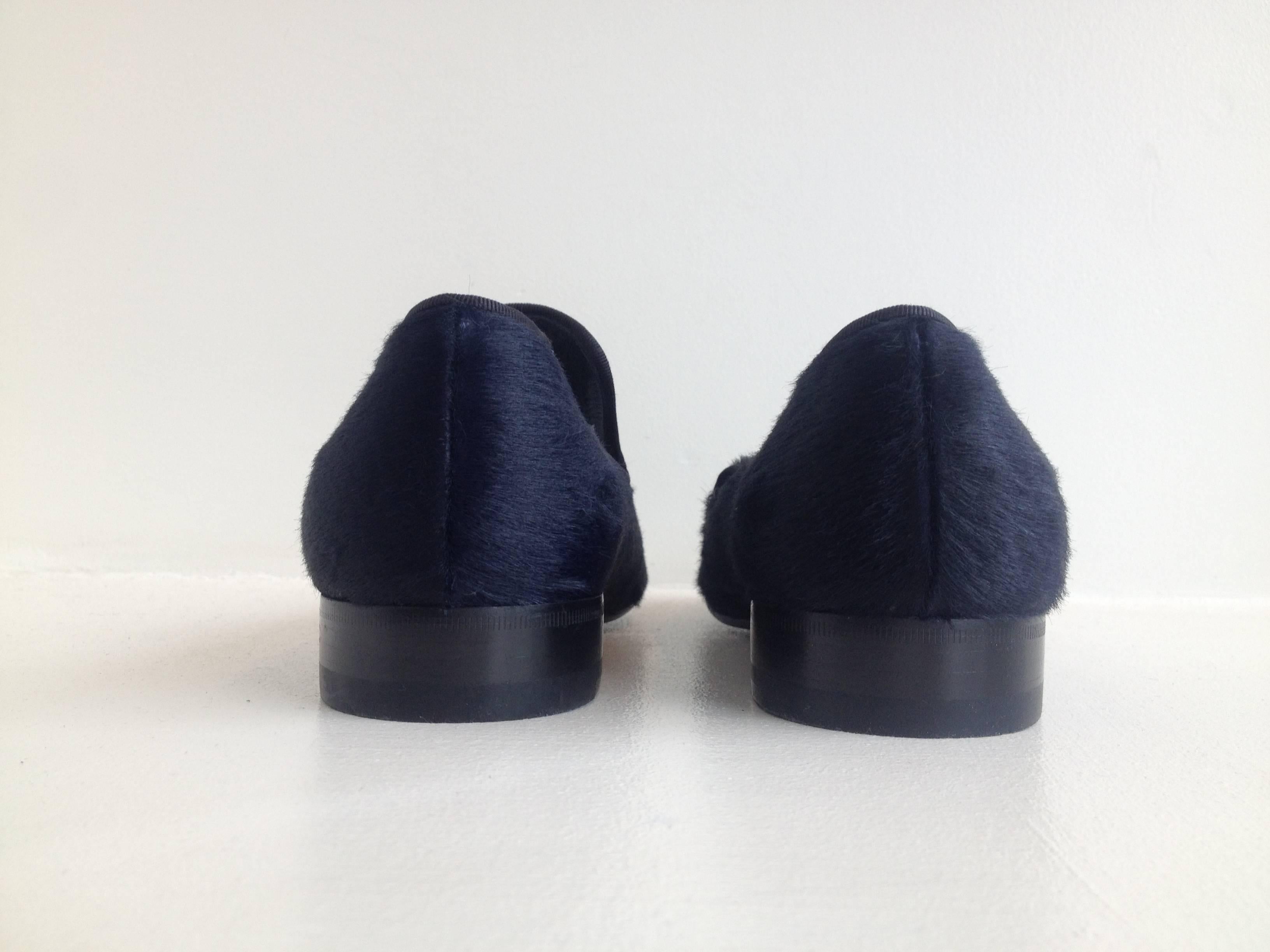 Celine Midnight Navy Ponyhair Slippers In New Condition In San Francisco, CA