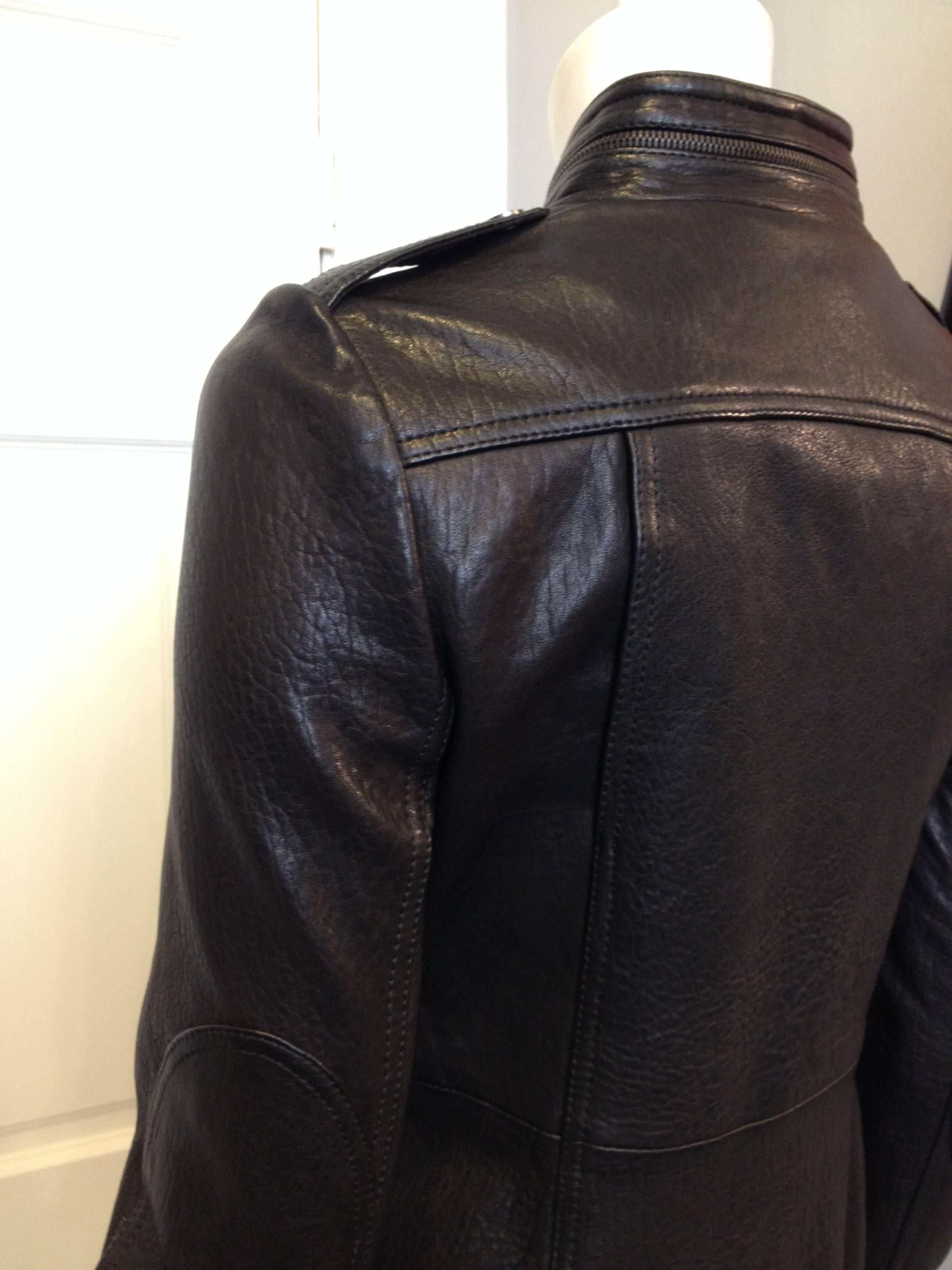 Proenza Schouler Black Leather Motorcycle Coat 3