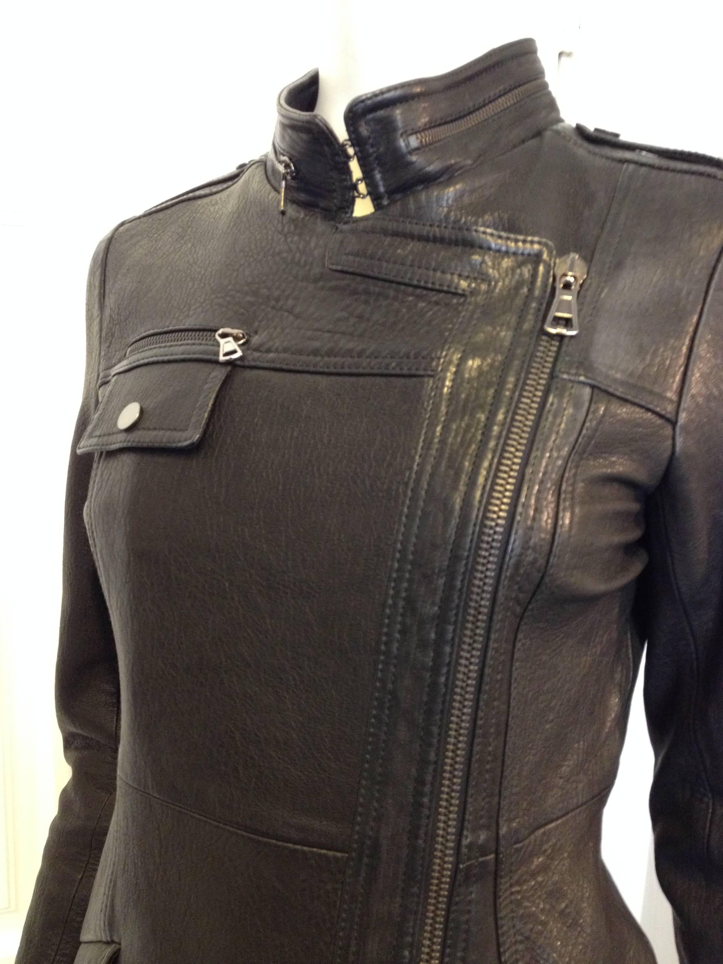 Proenza Schouler Black Leather Motorcycle Coat 1