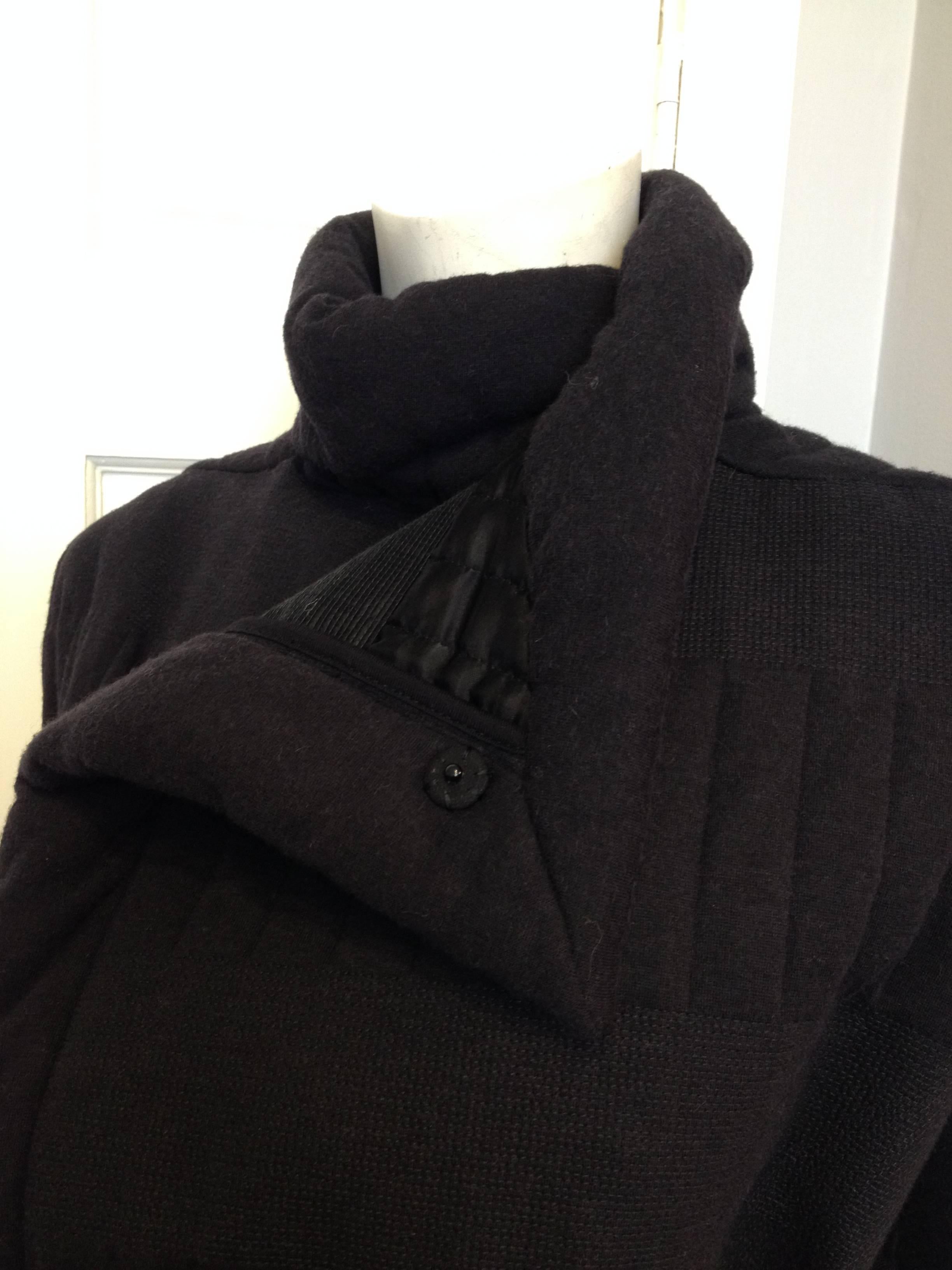 Rick Owens Black Quilted Blanket Coat In Excellent Condition In San Francisco, CA