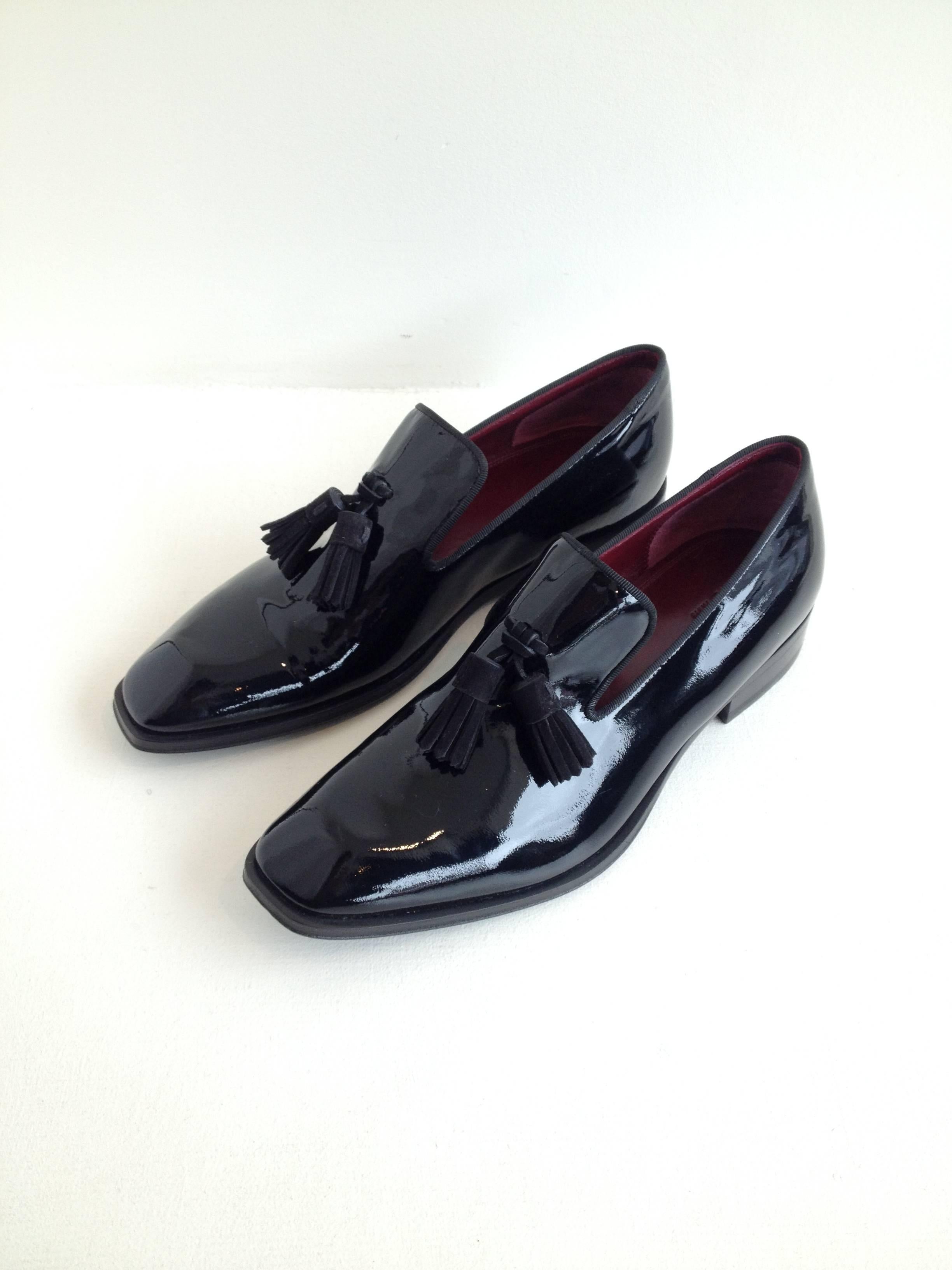 Celine Black Patent Smoking Slippers In New Condition In San Francisco, CA
