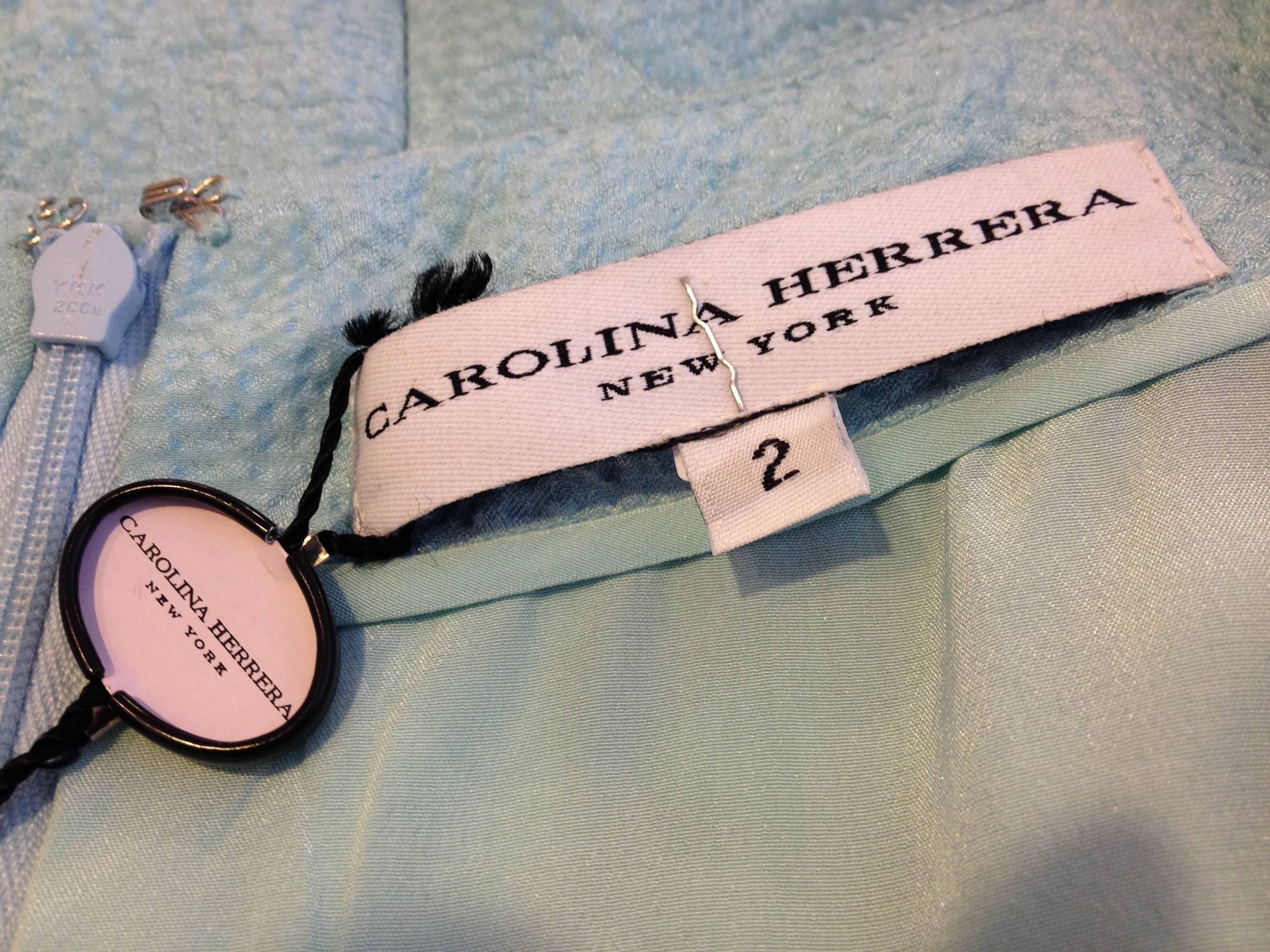 Carolina Herrera Baby Blue Floral Silk Gown 5