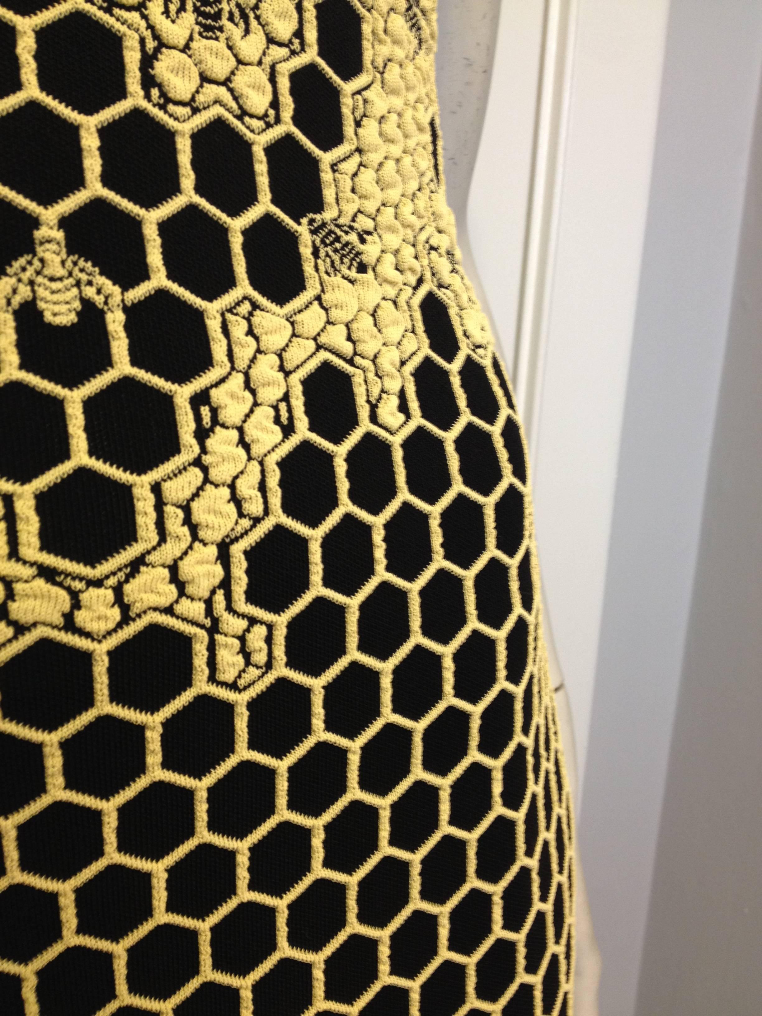Alexander McQueen Yellow and Black Beehive Dress 1