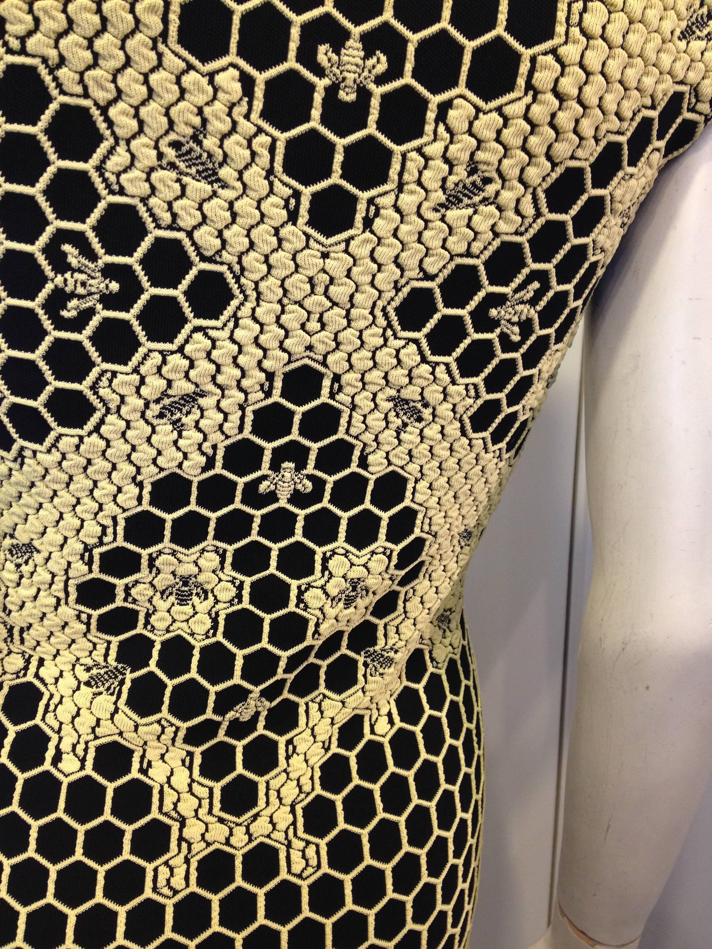 Alexander McQueen Yellow and Black Beehive Dress 3