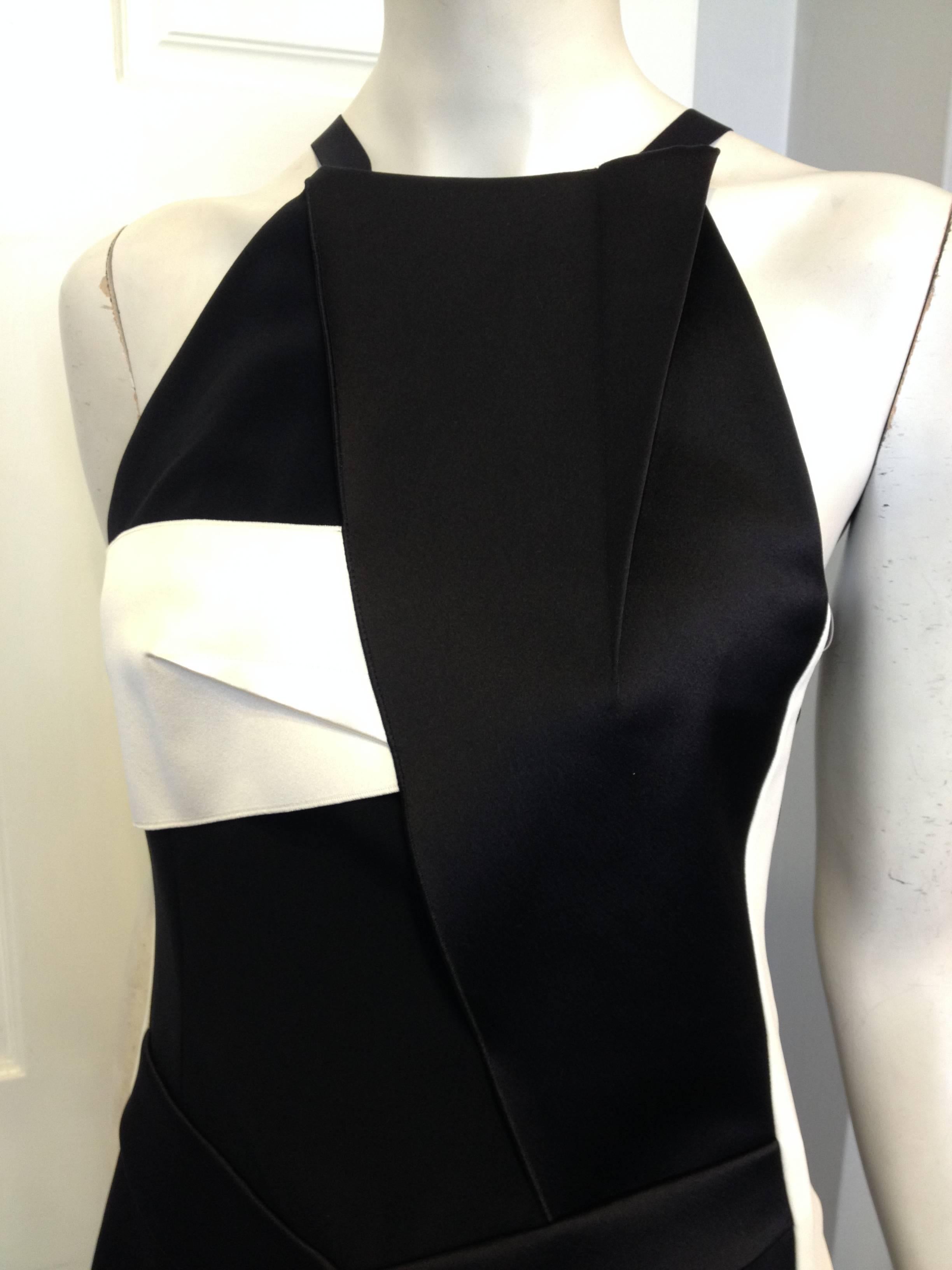 Roland Mouret Black and Cream Evening Gown In New Condition In San Francisco, CA