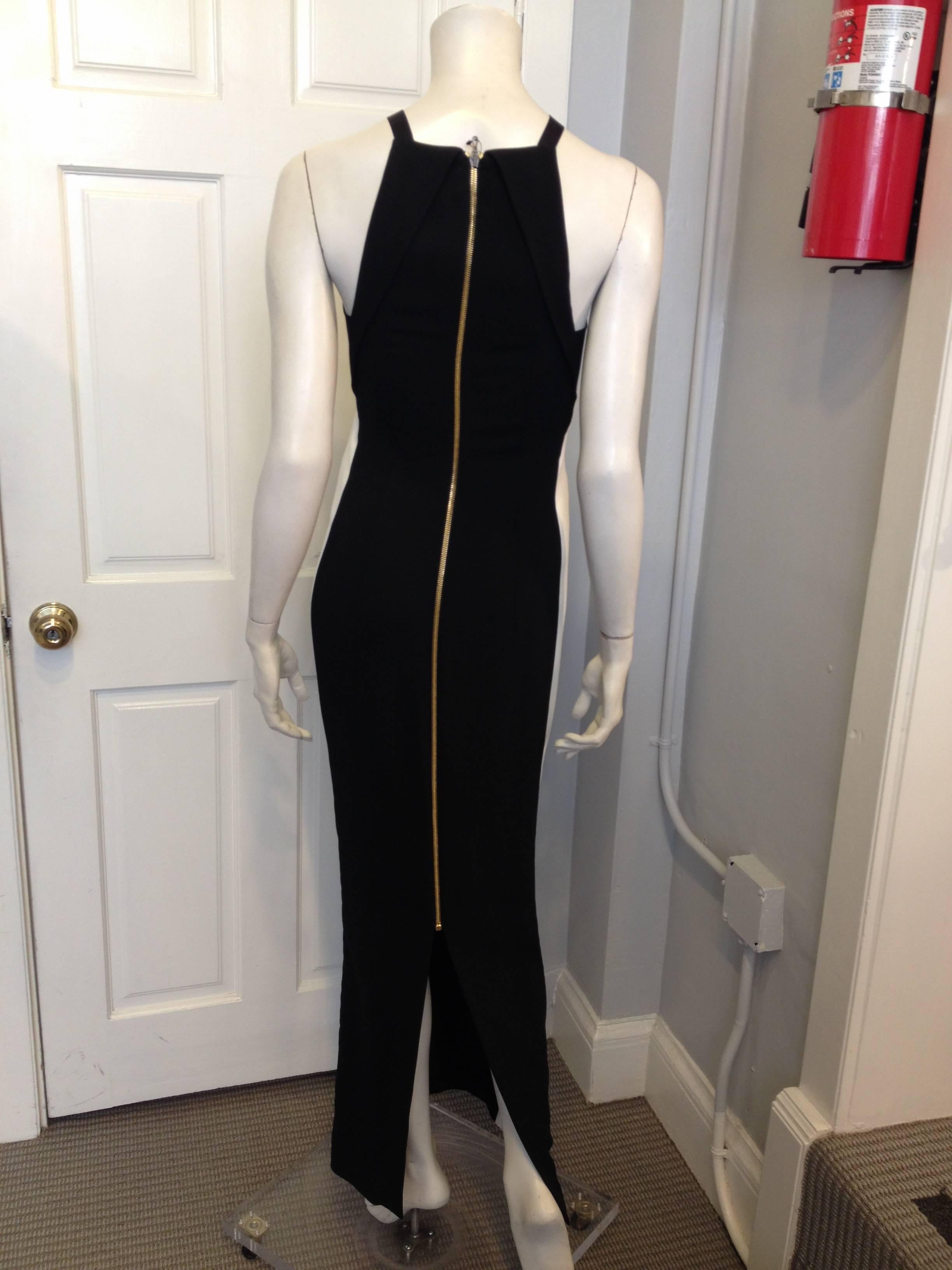 White Roland Mouret Black and Cream Evening Gown