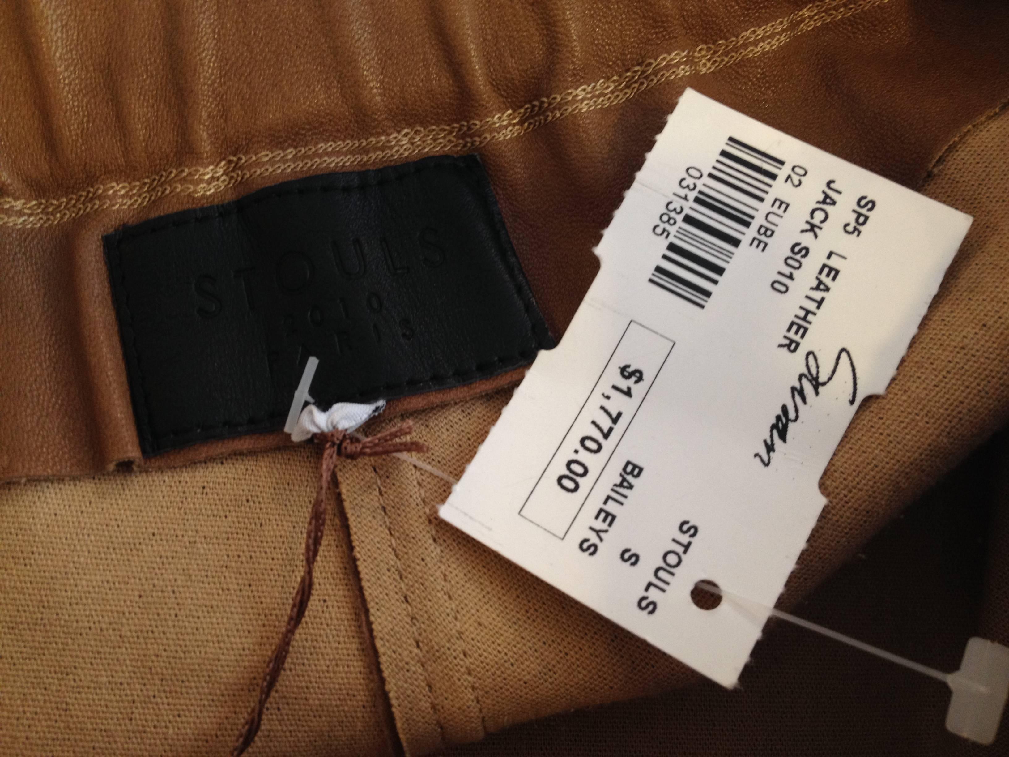 Stouls Caramel Brown Leather Pant Size S 5