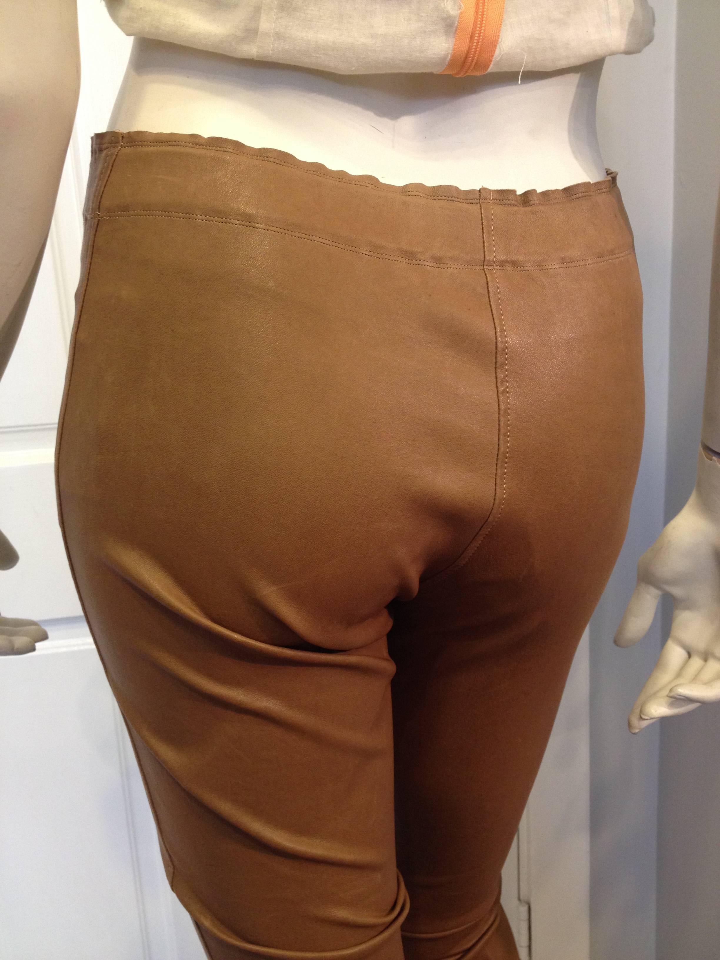 Stouls Caramel Brown Leather Pant Size S 1