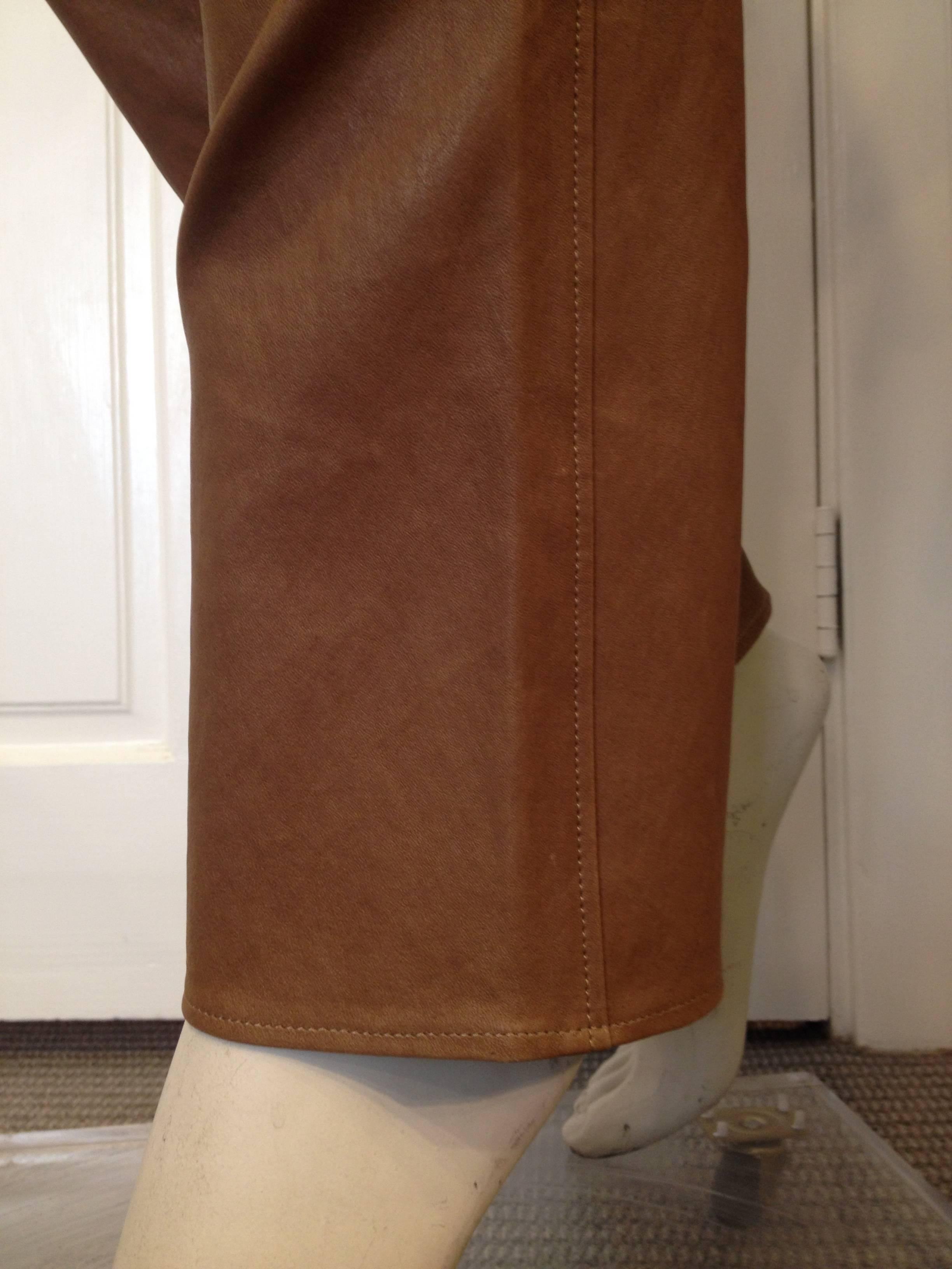 Stouls Caramel Brown Leather Pant Size S 4