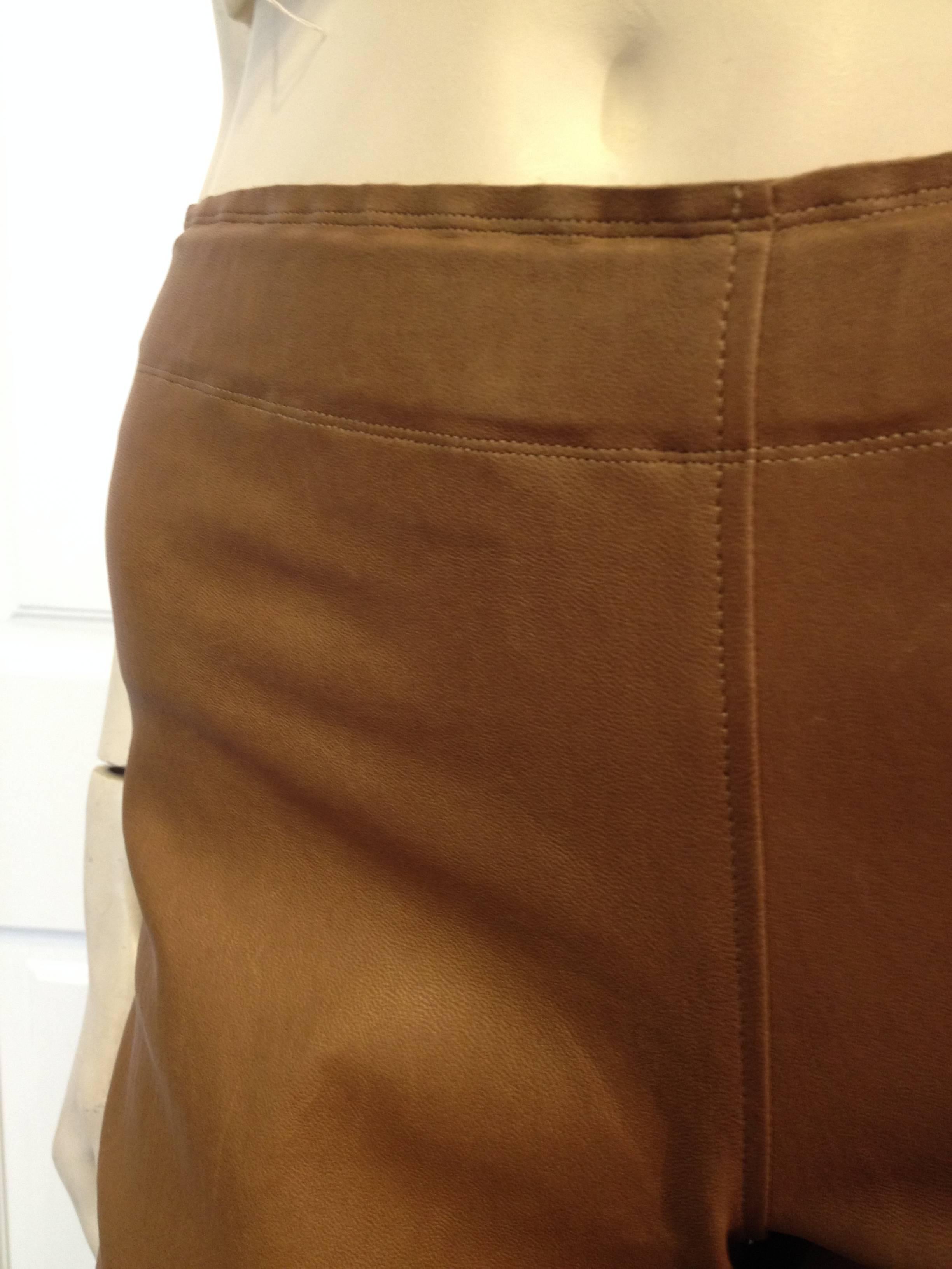 Stouls Caramel Brown Leather Pant Size S In New Condition In San Francisco, CA