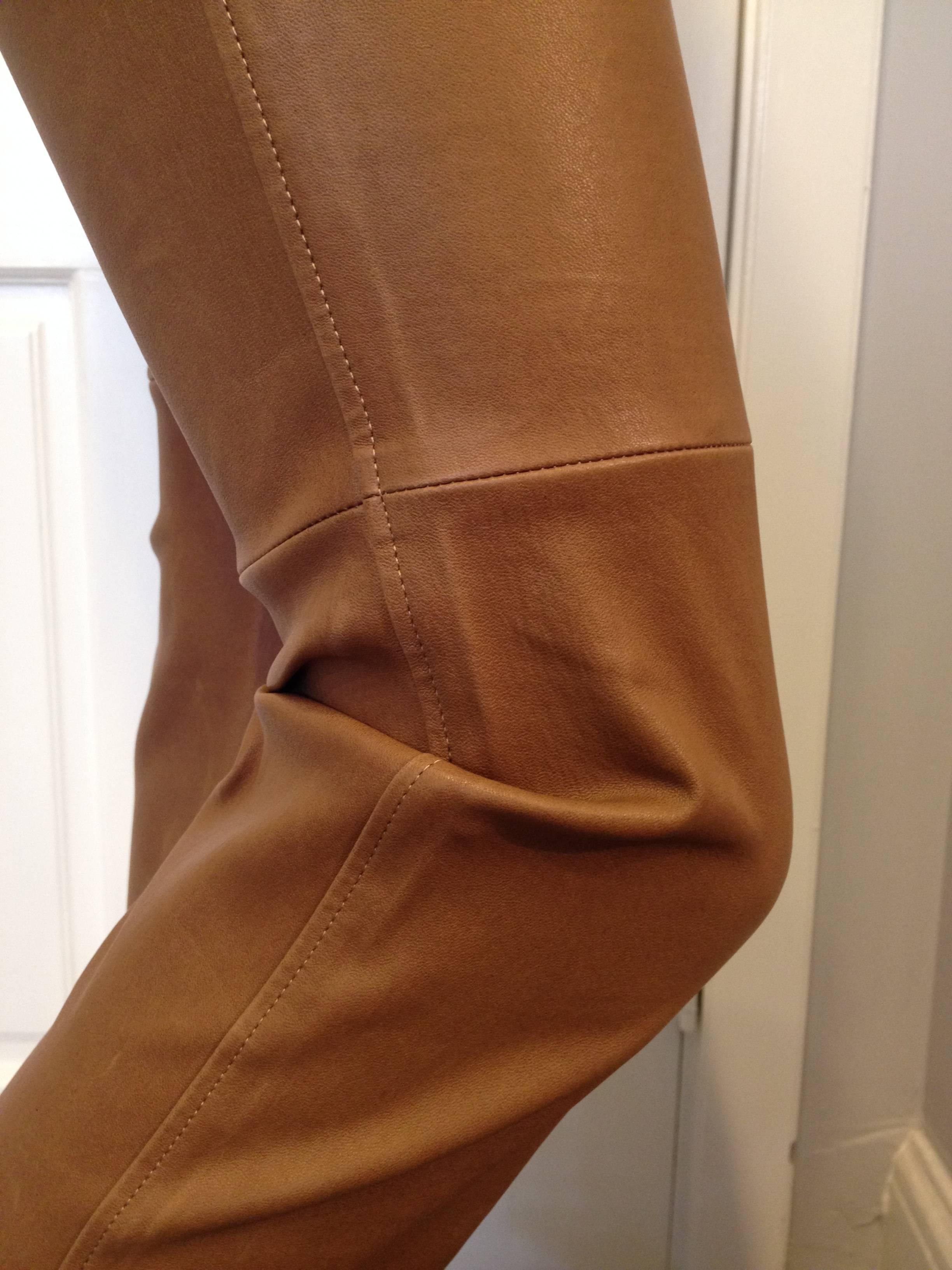 Stouls Caramel Brown Leather Pant Size S 2