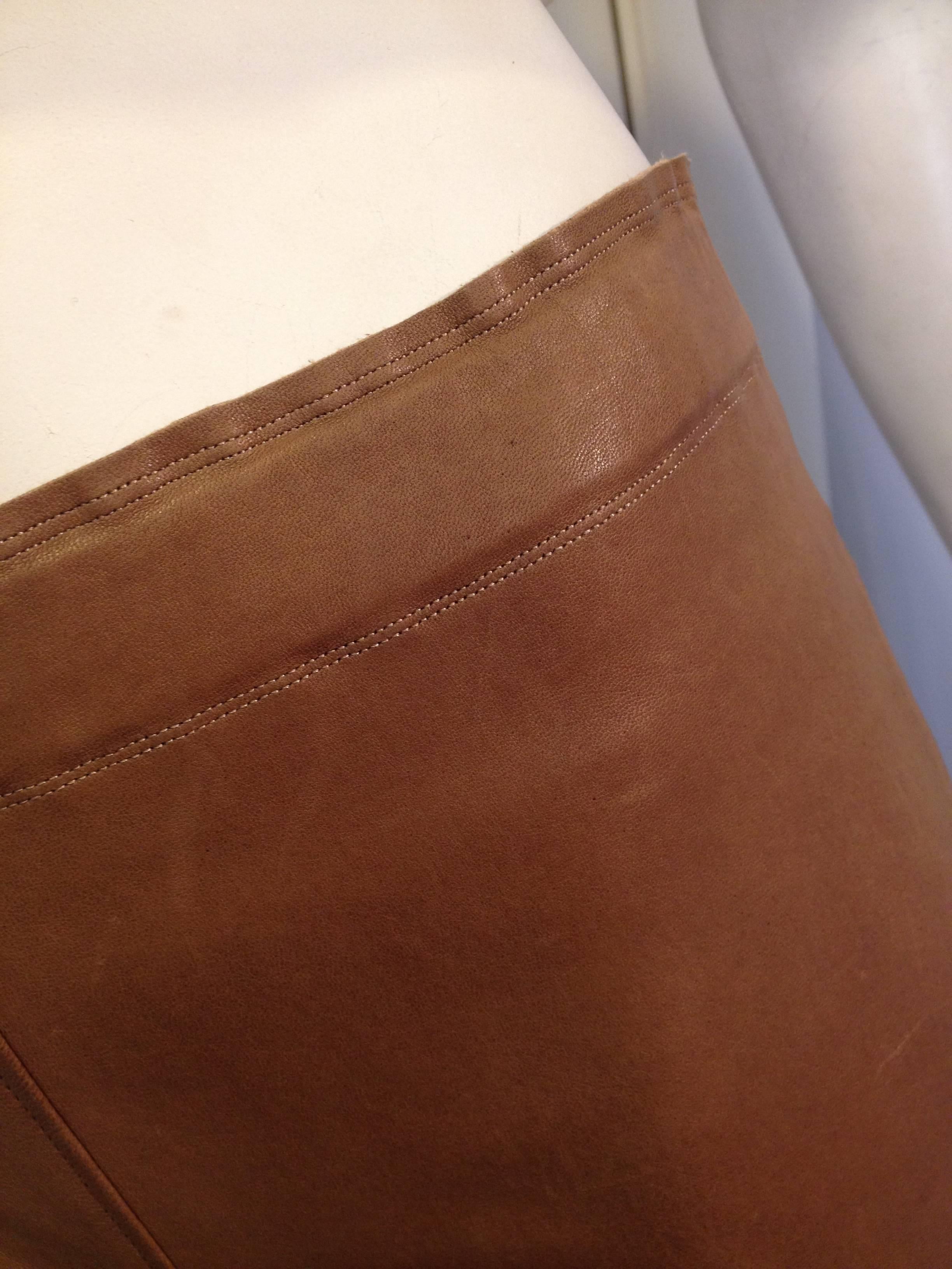 Women's Stouls Caramel Brown Leather Pant Size S