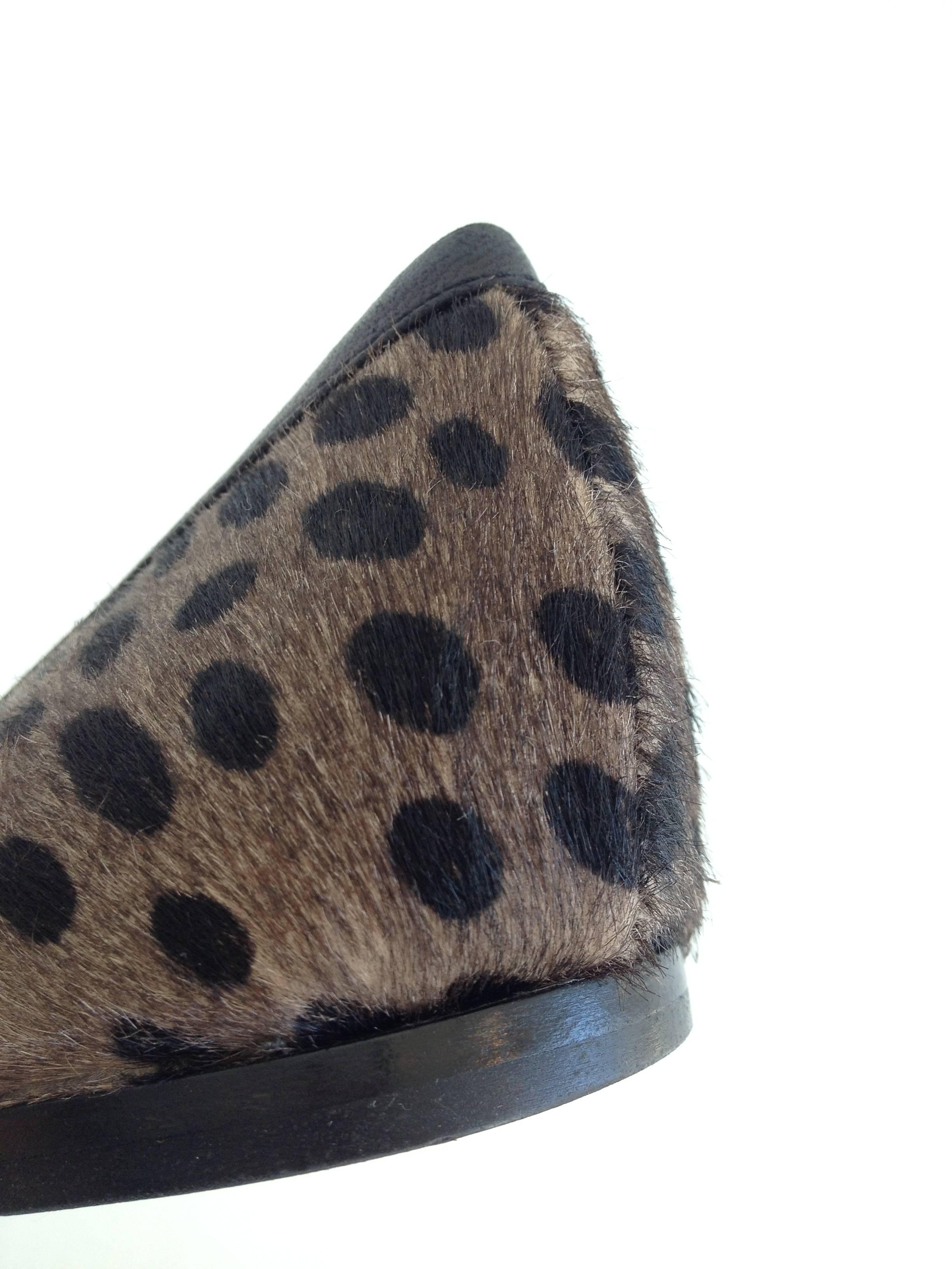 Alaia Brown Spotted Ponyhair Flats Size 37 1