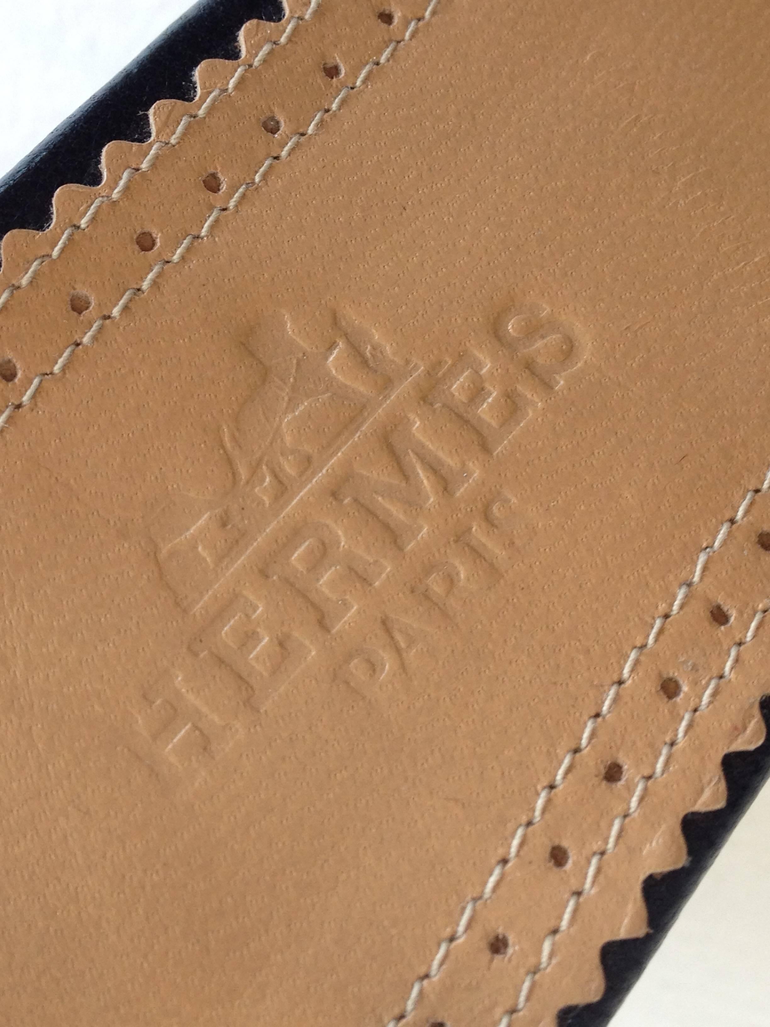 Hermes Black Leather Sandal Wedges Size 38 (7.5) 3