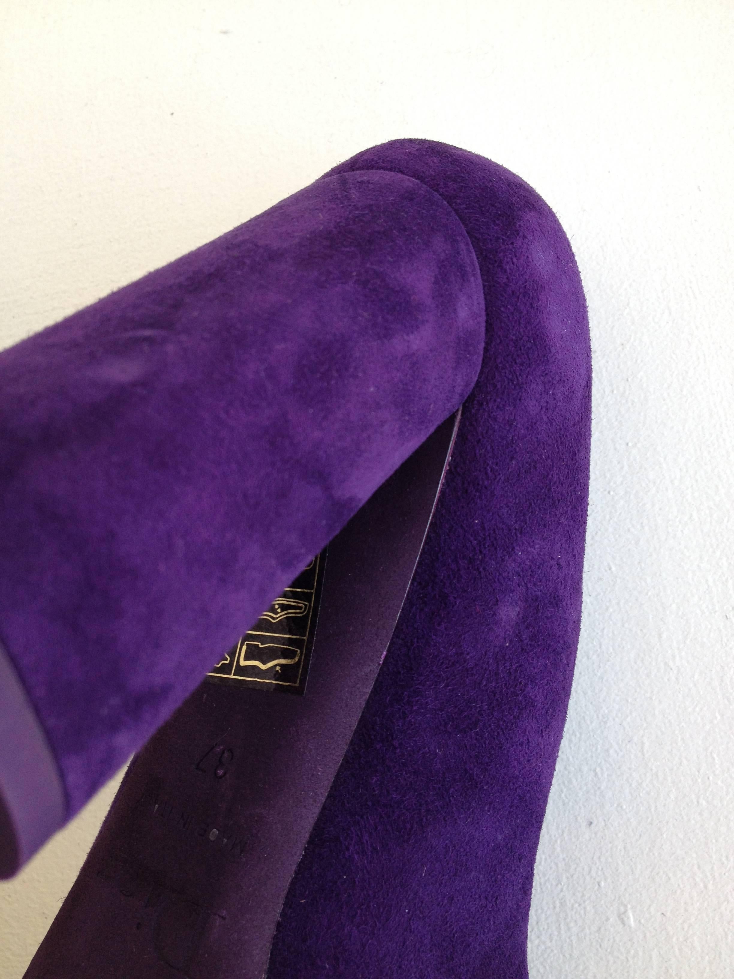 Christian Dior Purple Suede Block Heeled Pumps Size 37 (6.5) 1